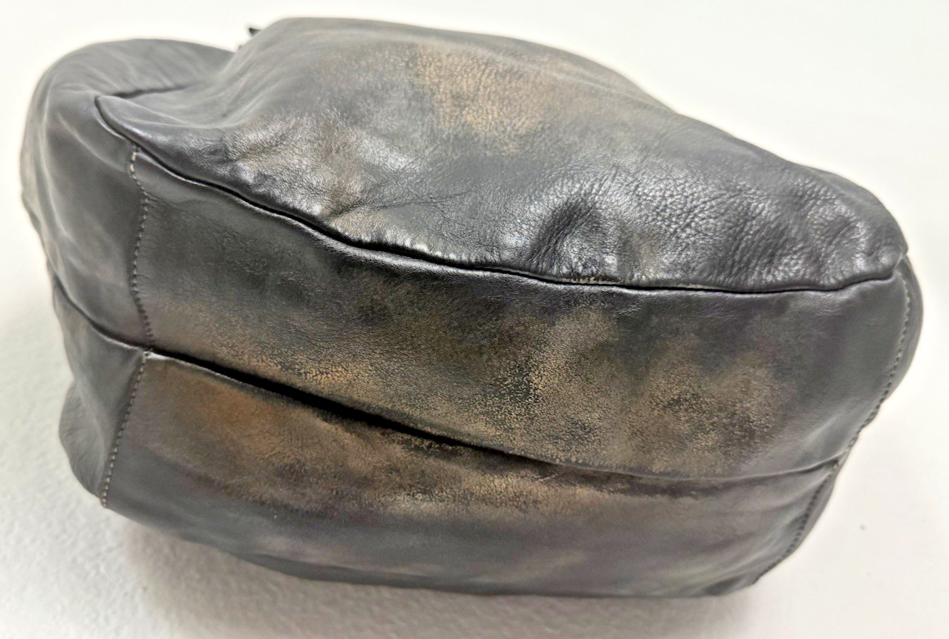 Lusher Soft and Slouchy Hobo Stone Washed Black Raw Onyx Italian Leather Studded