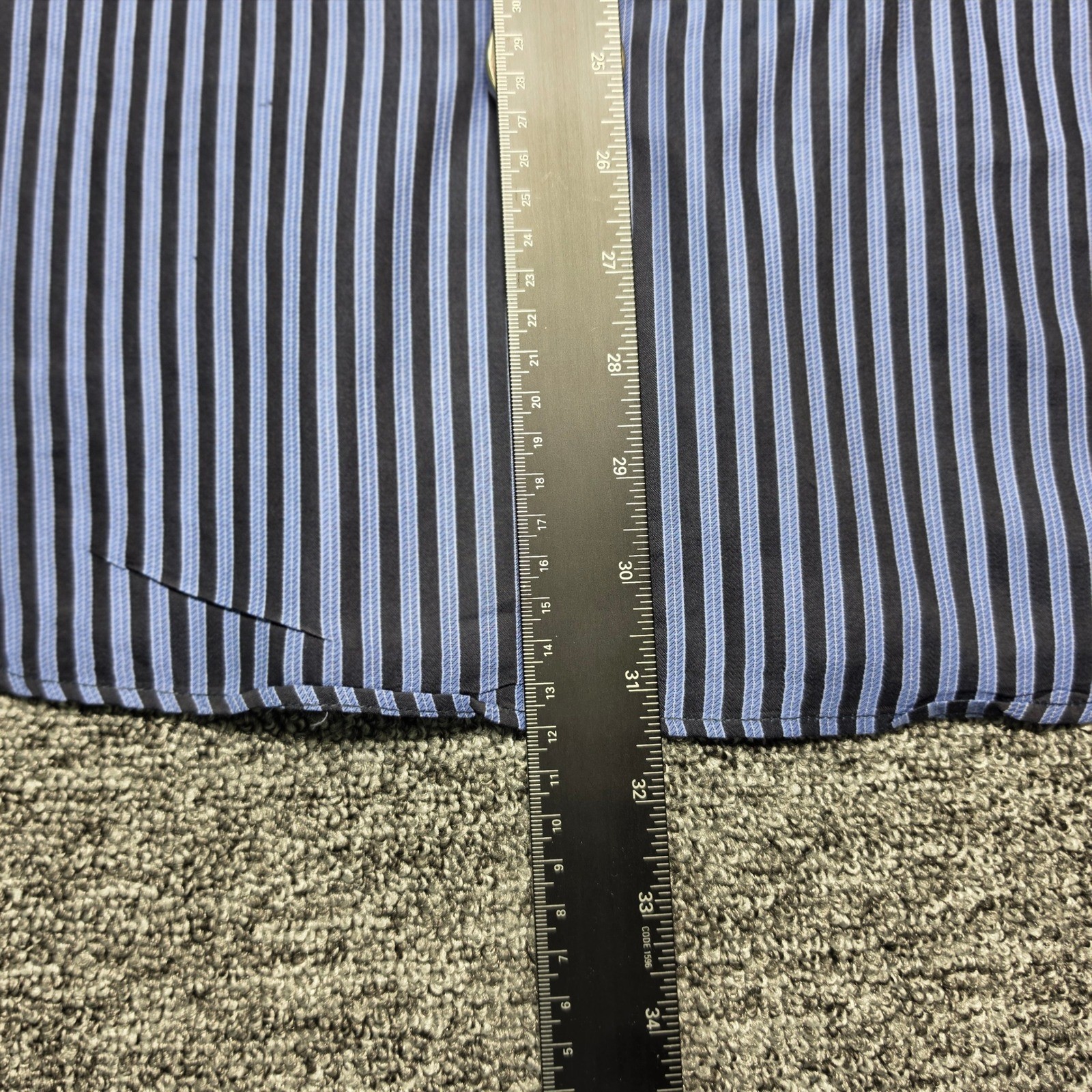 Button Down Shirt Bugatchi L Mens Blue Black Excellent Striped Long Sleeve