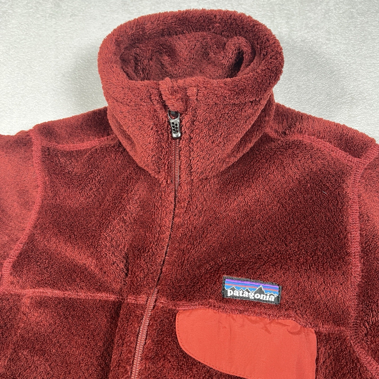 Patagonia Womens Re-Tool Full Zip Fleece Jacket Burgundy Red XS Teddy Gorpcore