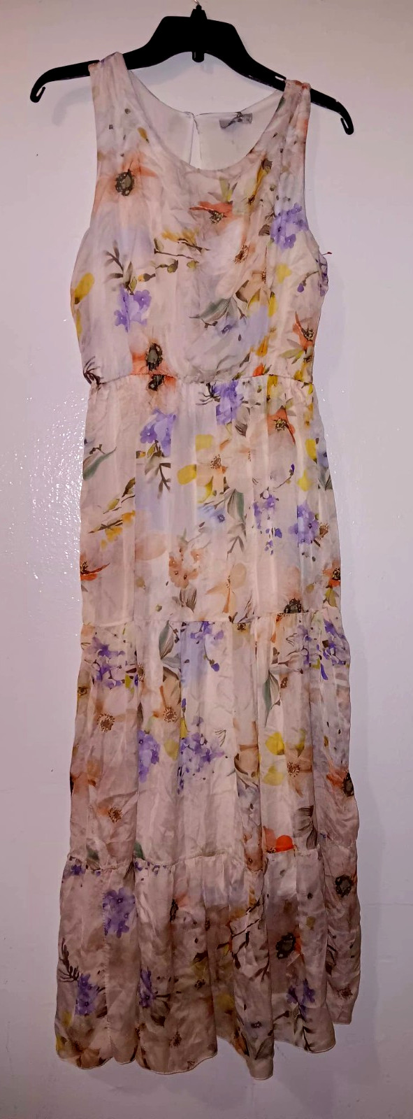 NWT Lara G Made In Italy Silk Blend Pastel Floral Maxi Dress Size L,