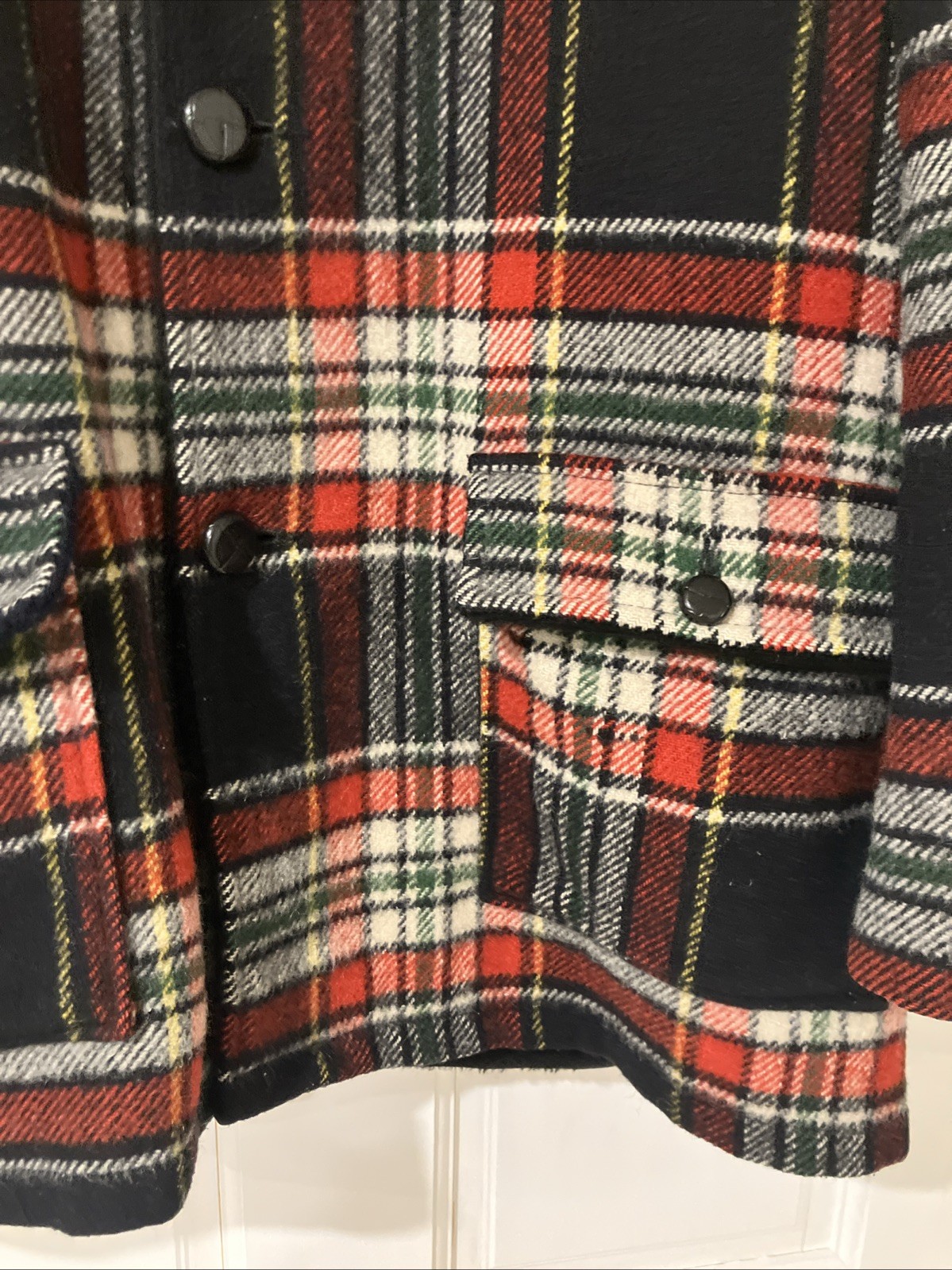 Vintage Plaid Fleece Lined Button Up Coat. Made In USA. Union Made. Size 40/M.