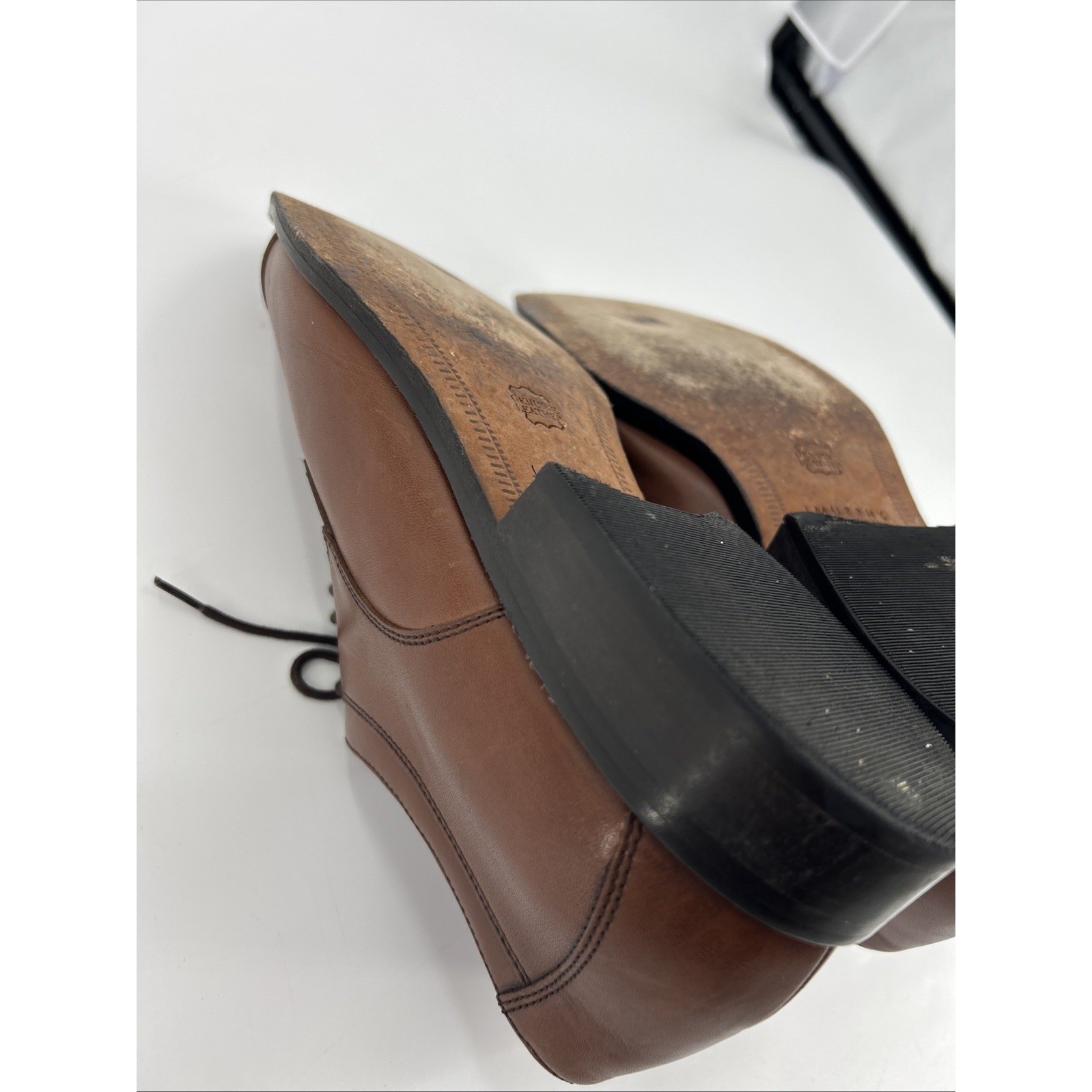 Johnston & Murphy Mens Brown Leather Cap Toe Oxford Dress Shoes Size 12W