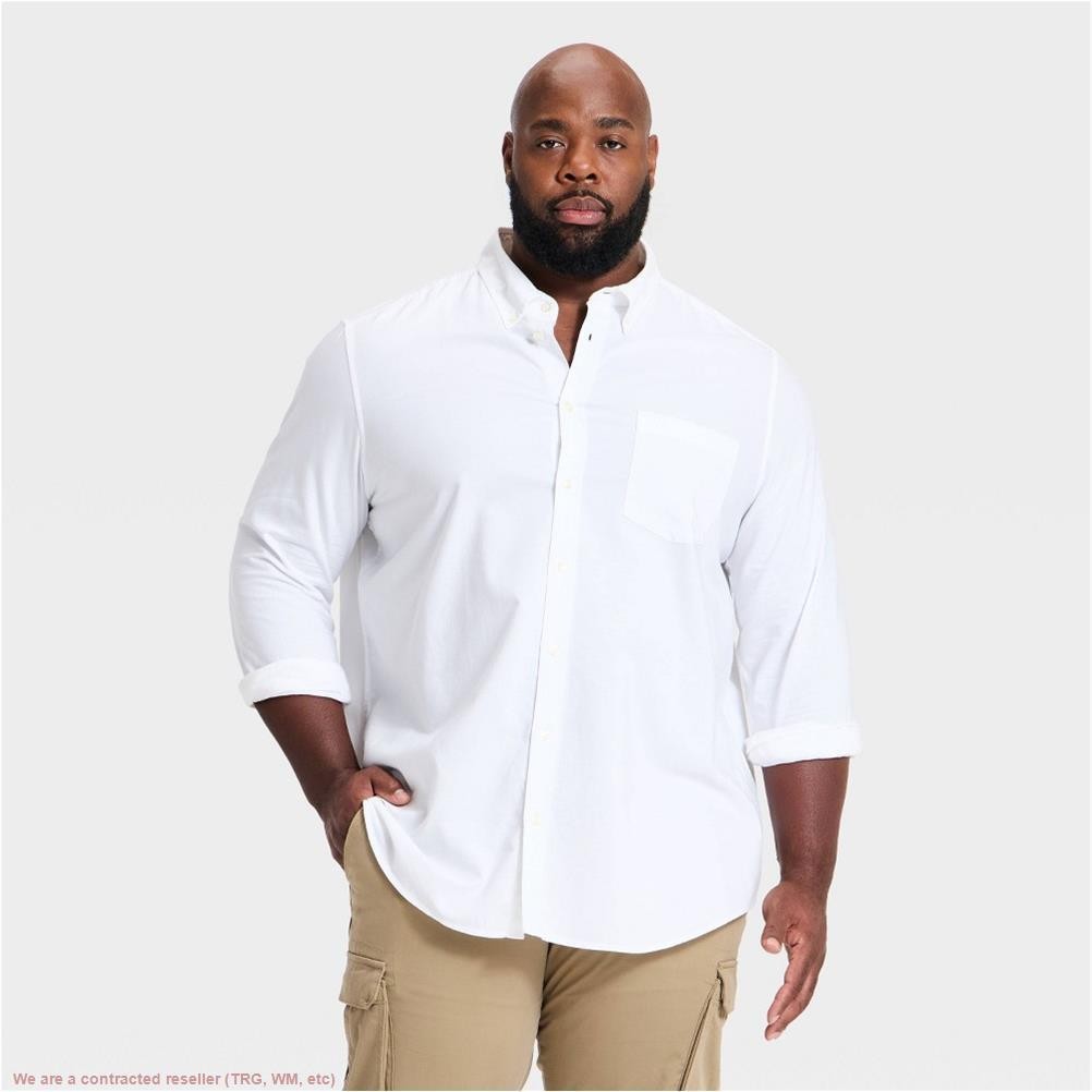 Men’s Tall Long Sleeve Oxford Button-Down Shirt – White XXLT *SEE DEAL!!!*