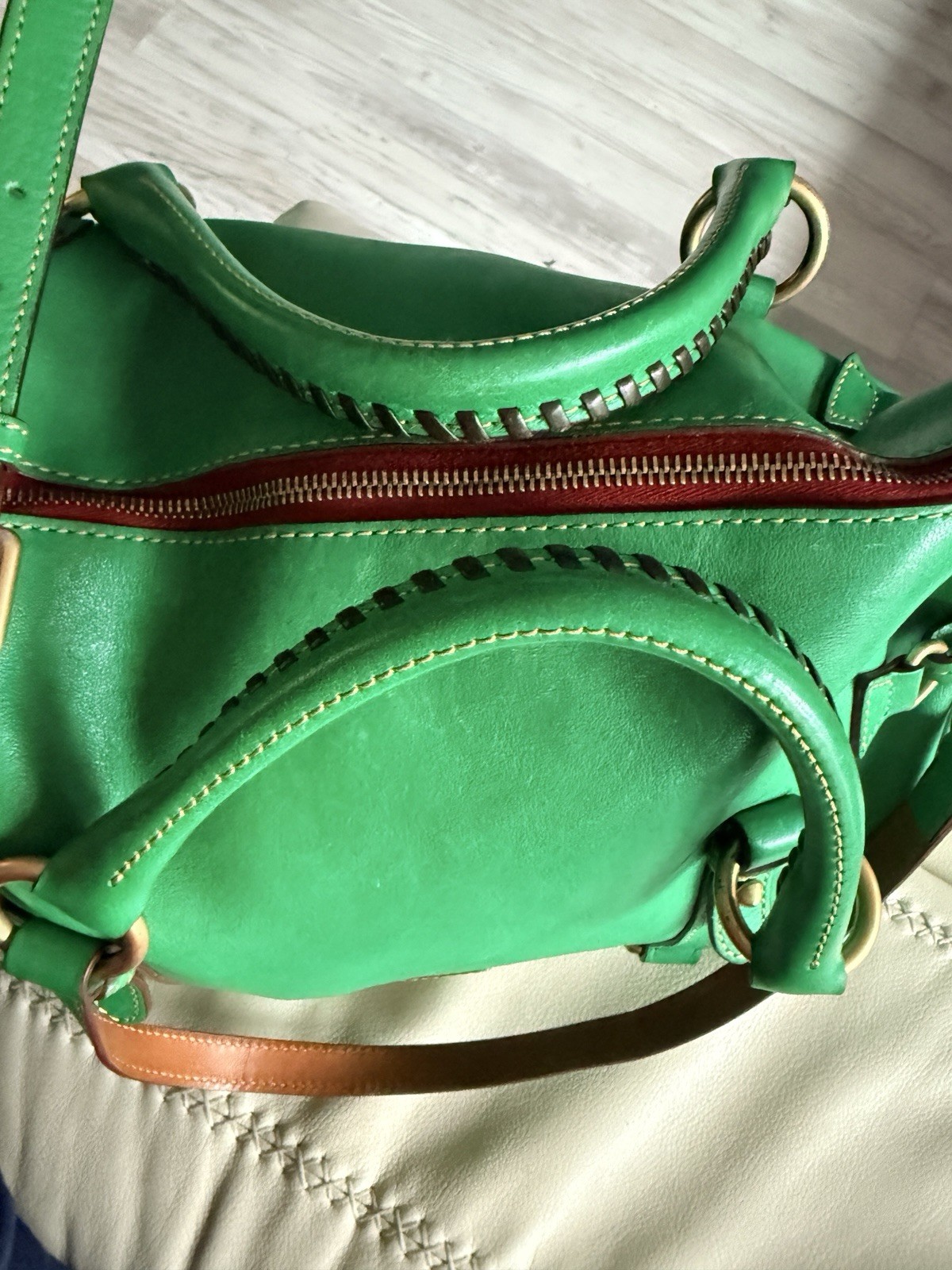Dooney and Bourke Large Leather Florentine Bag Kelly Green 15”x12”x7”