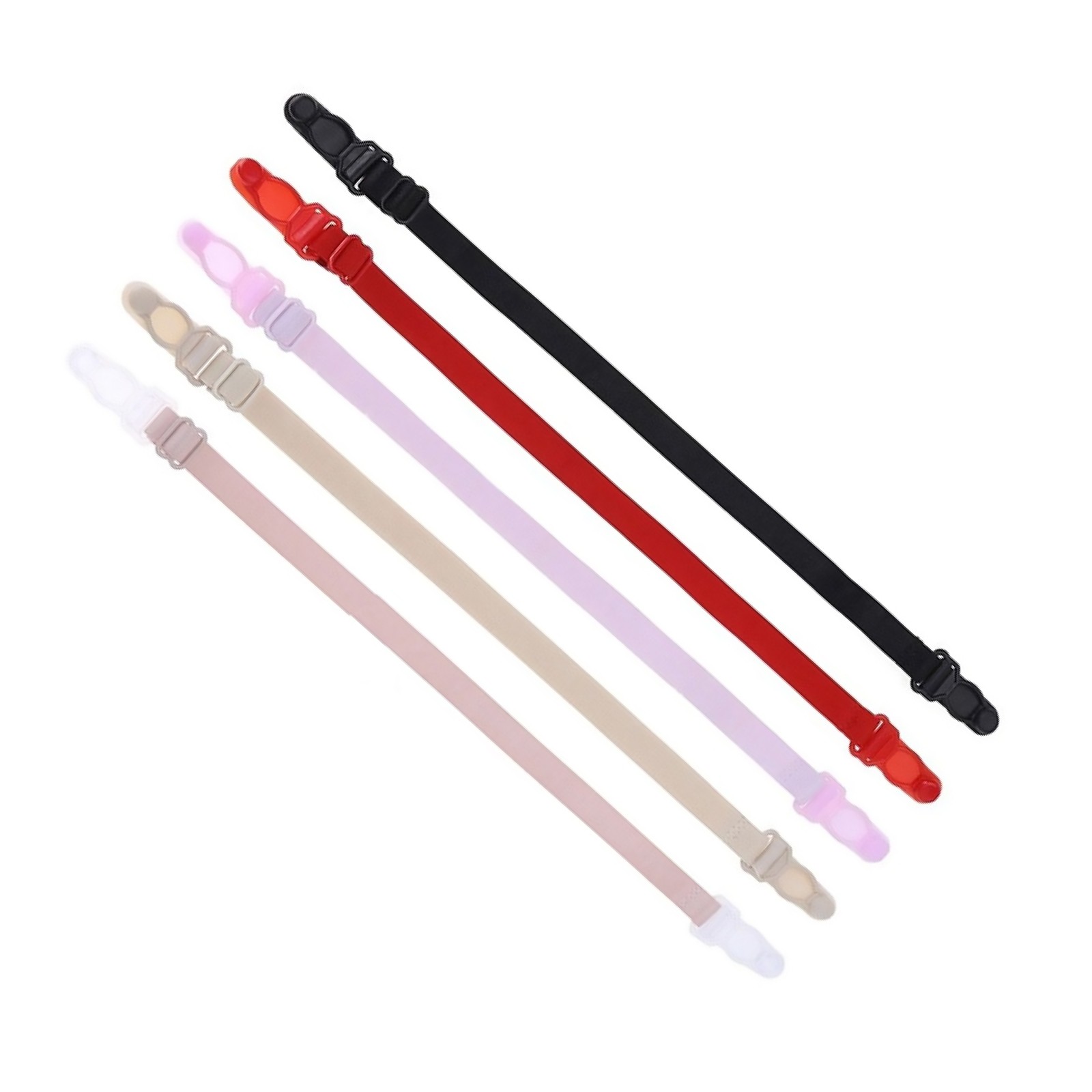 5pcs Women Elastic Band Non-Slip Adjustable Bra Straps Holder with Clip F