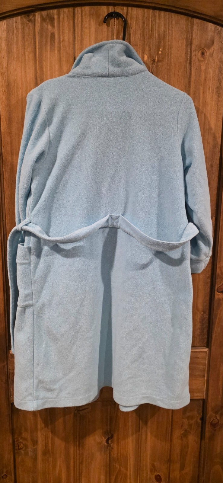 L.L. Bean Robe Kids S8 Light Blue Shawl Collar Belted Wrap Classic Loungewear