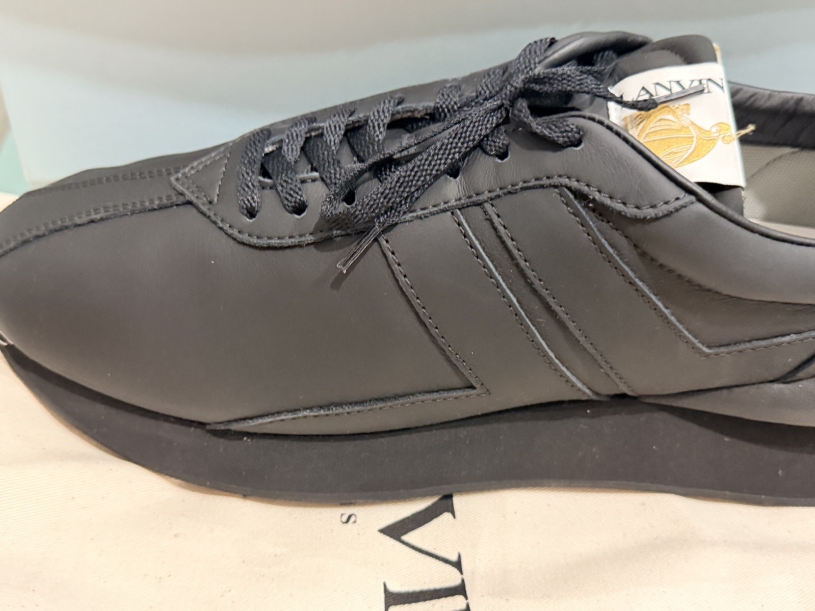 LANVIN Bumper Men’s Shoes Black Leather low top sneaker