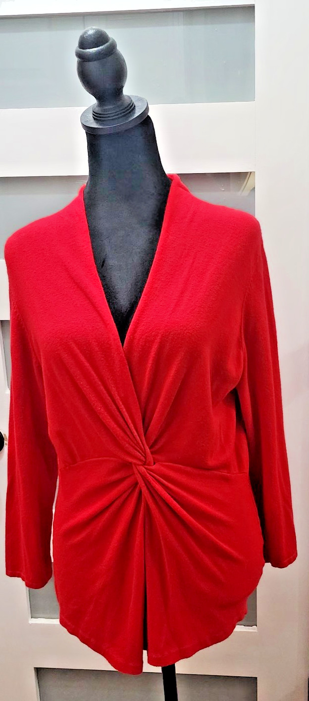 Windridge Red Rayon Nylon Spandex Knit Surplus Knot Top Bracelet Sleeve Sz LG