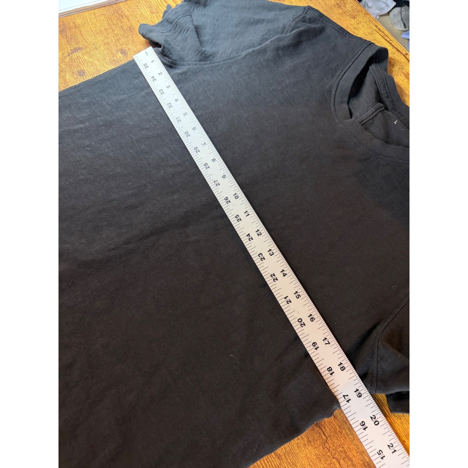 Quince Womens Black 100% Organic Cotton Slub Crewneck Tee Back Seam Large