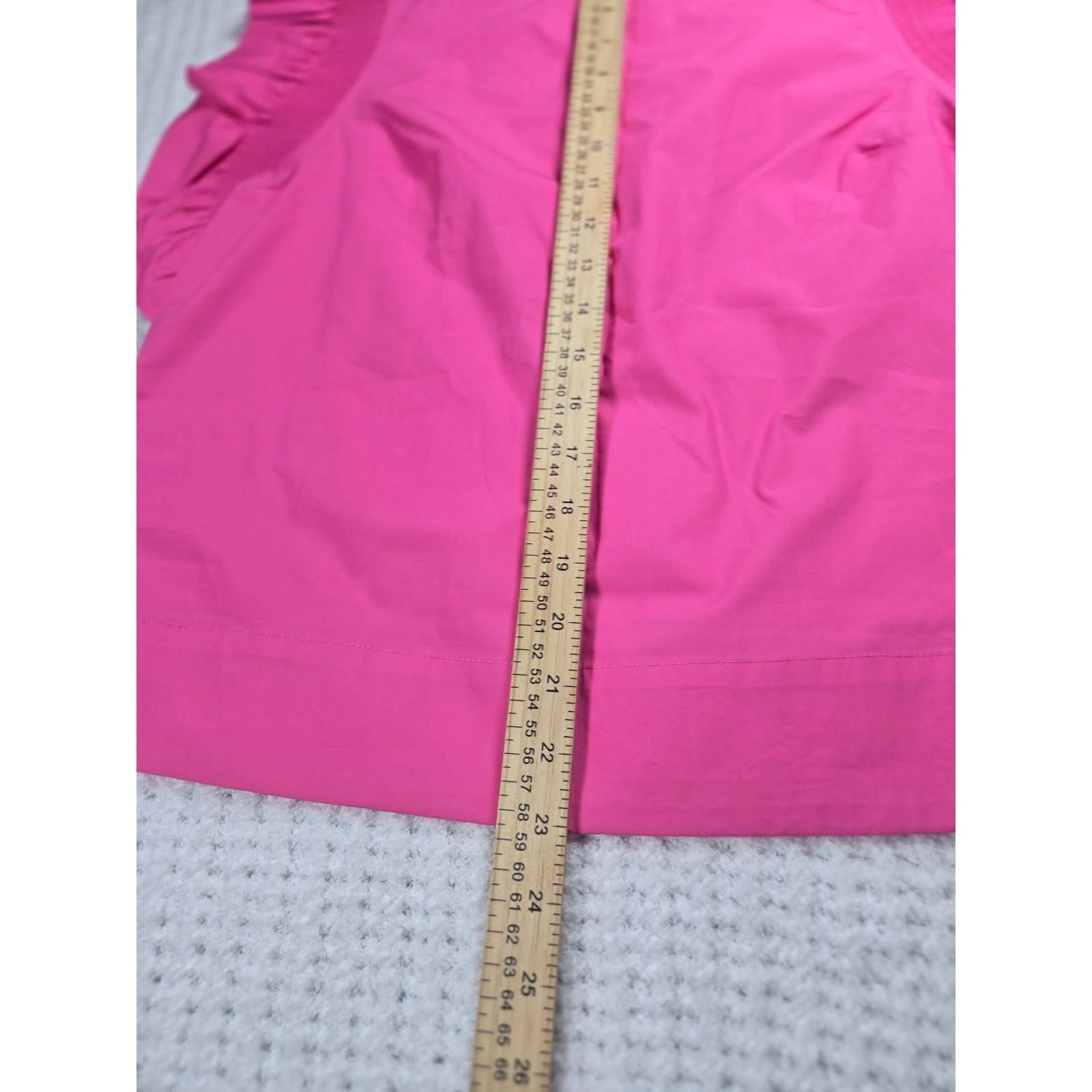 English Factory Hot Pink Ruffle Smocked Cap Sleeve Cotton Poplin Top S Barbiecor