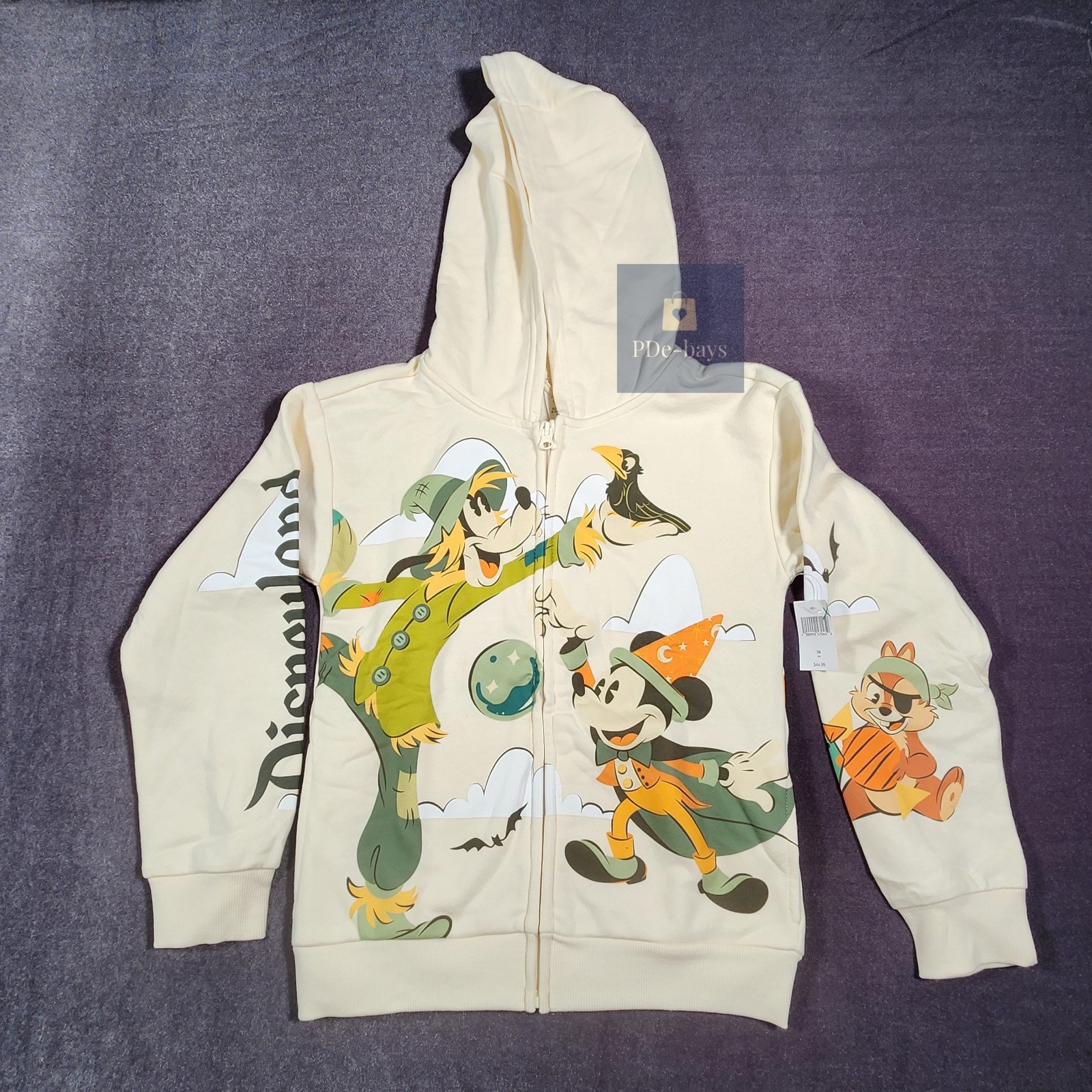 Mickey & Friends Disneyland Child Hoodie Zip Jacket Halloween NEW 7 /8 Donald