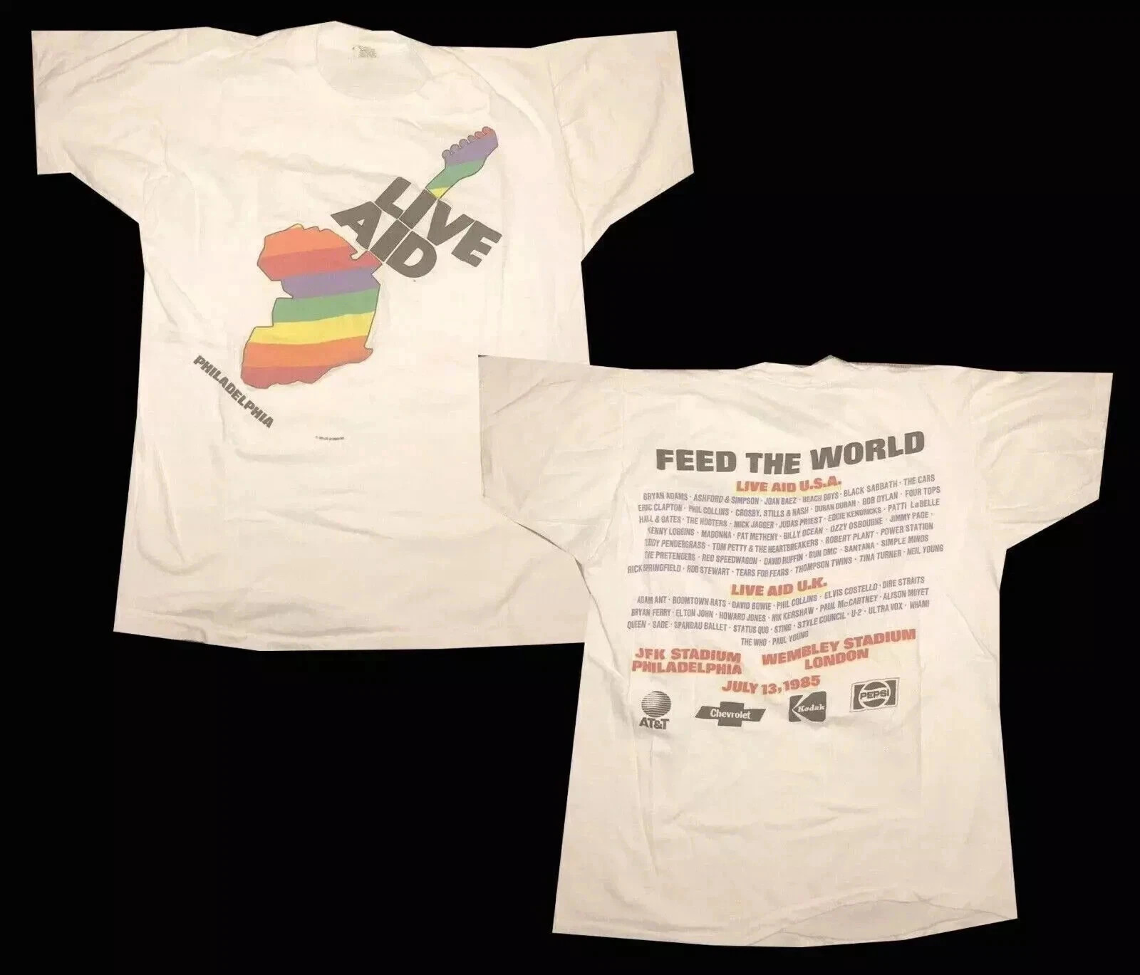 New Vintage Live Aid 1985 Philadelphia Concert T Shirt ON TREND