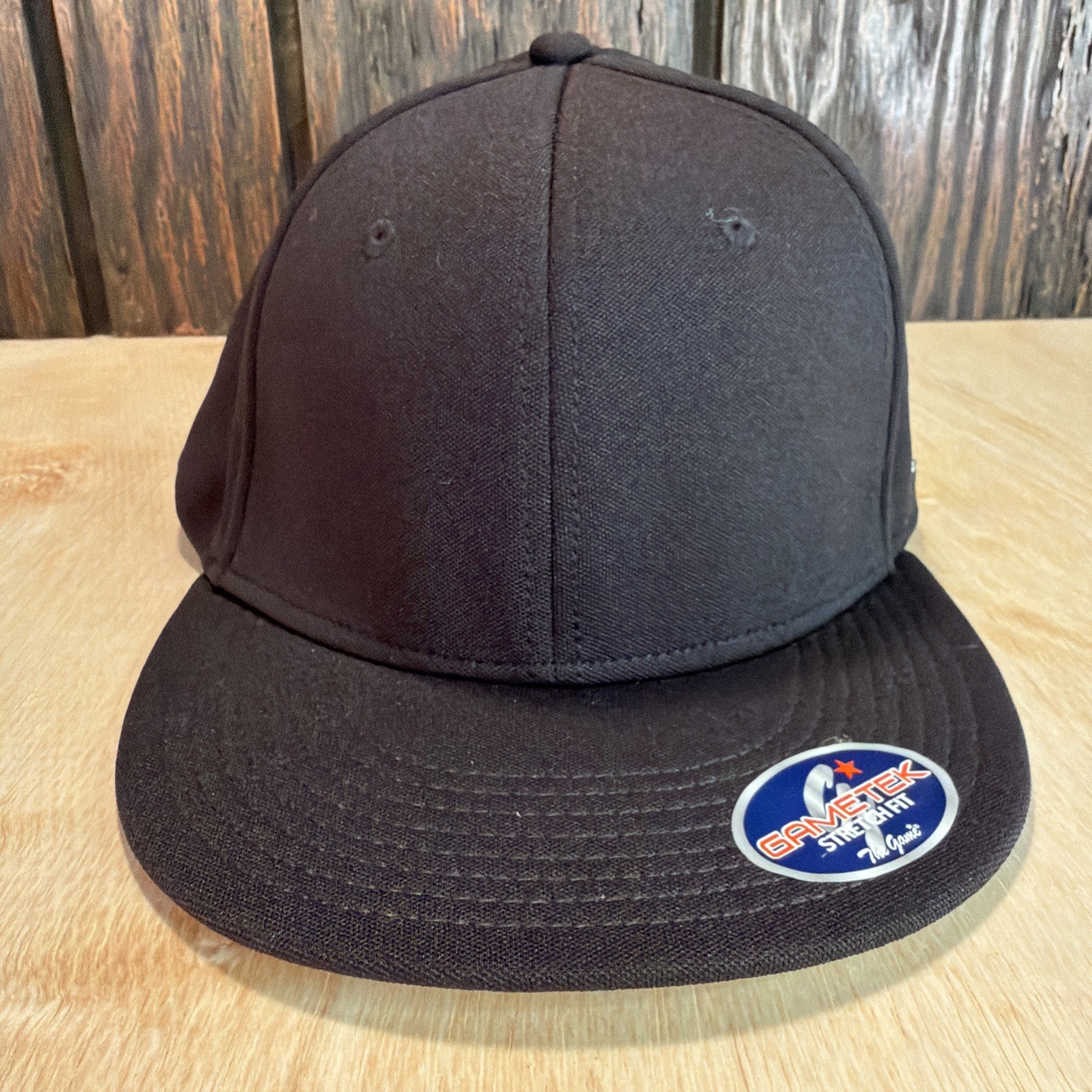 The Game Blank Stretch Fit Hat Cap Baseball Fitted M Medium Black Umpire Flat