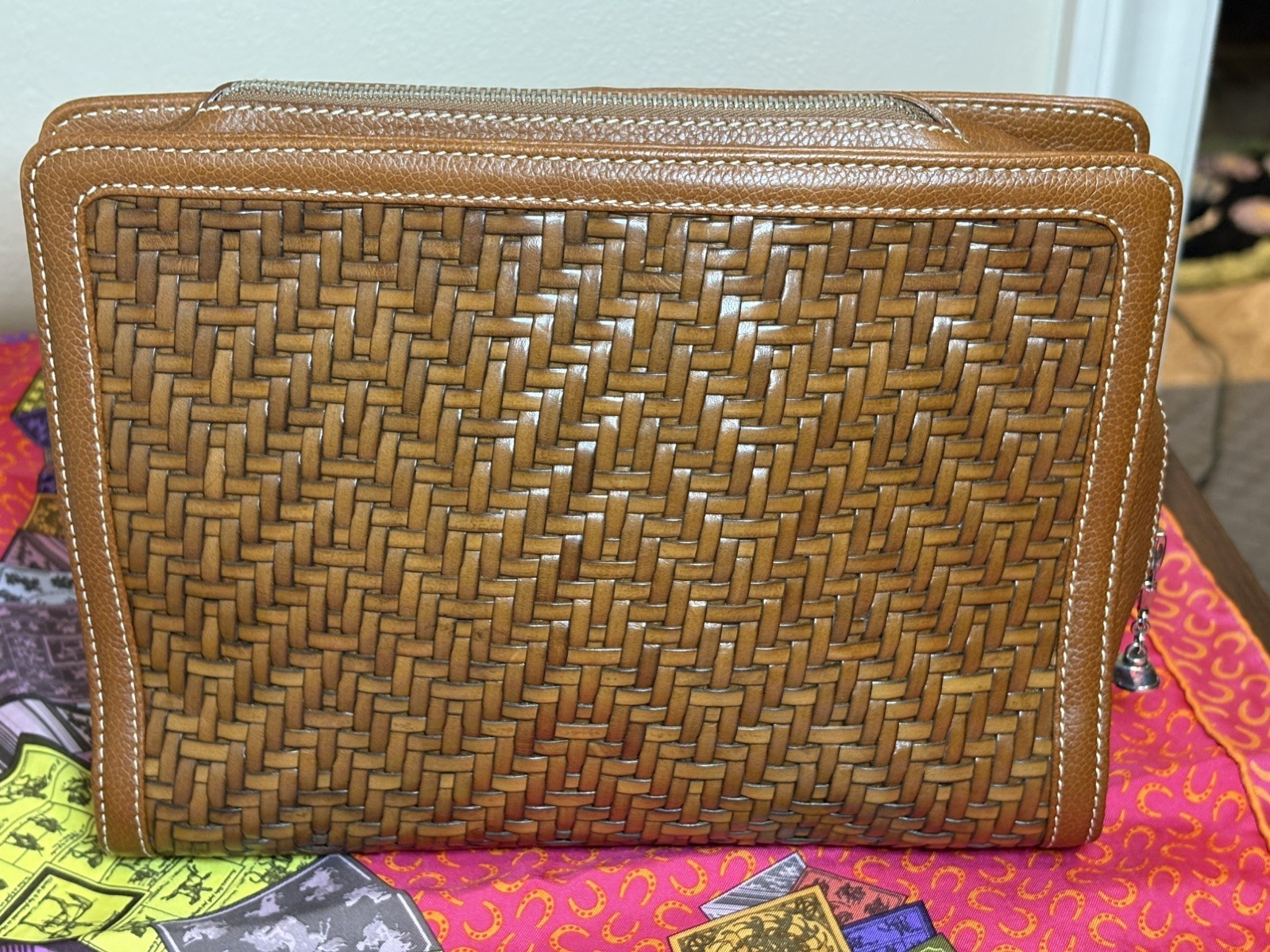 Barry Kieselstein Cord Woven Leather Horse clutch purse sterling silver EXC