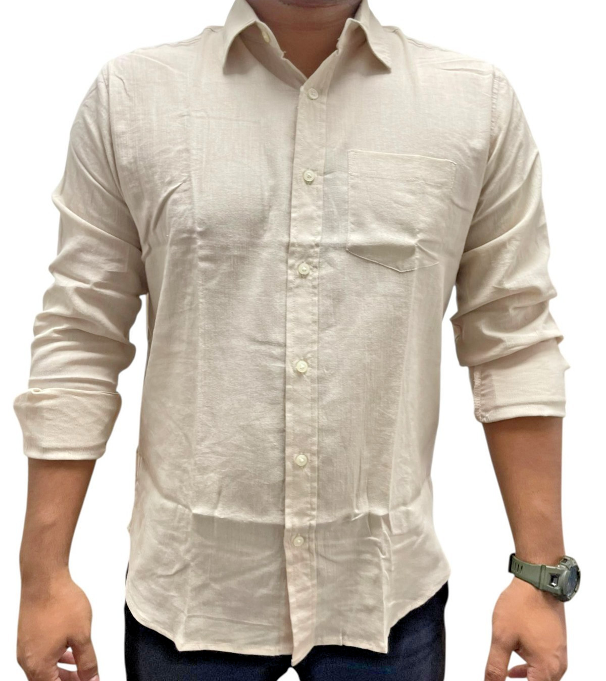 Mens Summer Long Sleeve Button Down Casual Formal Cotton Thin Shirt Top 41-57