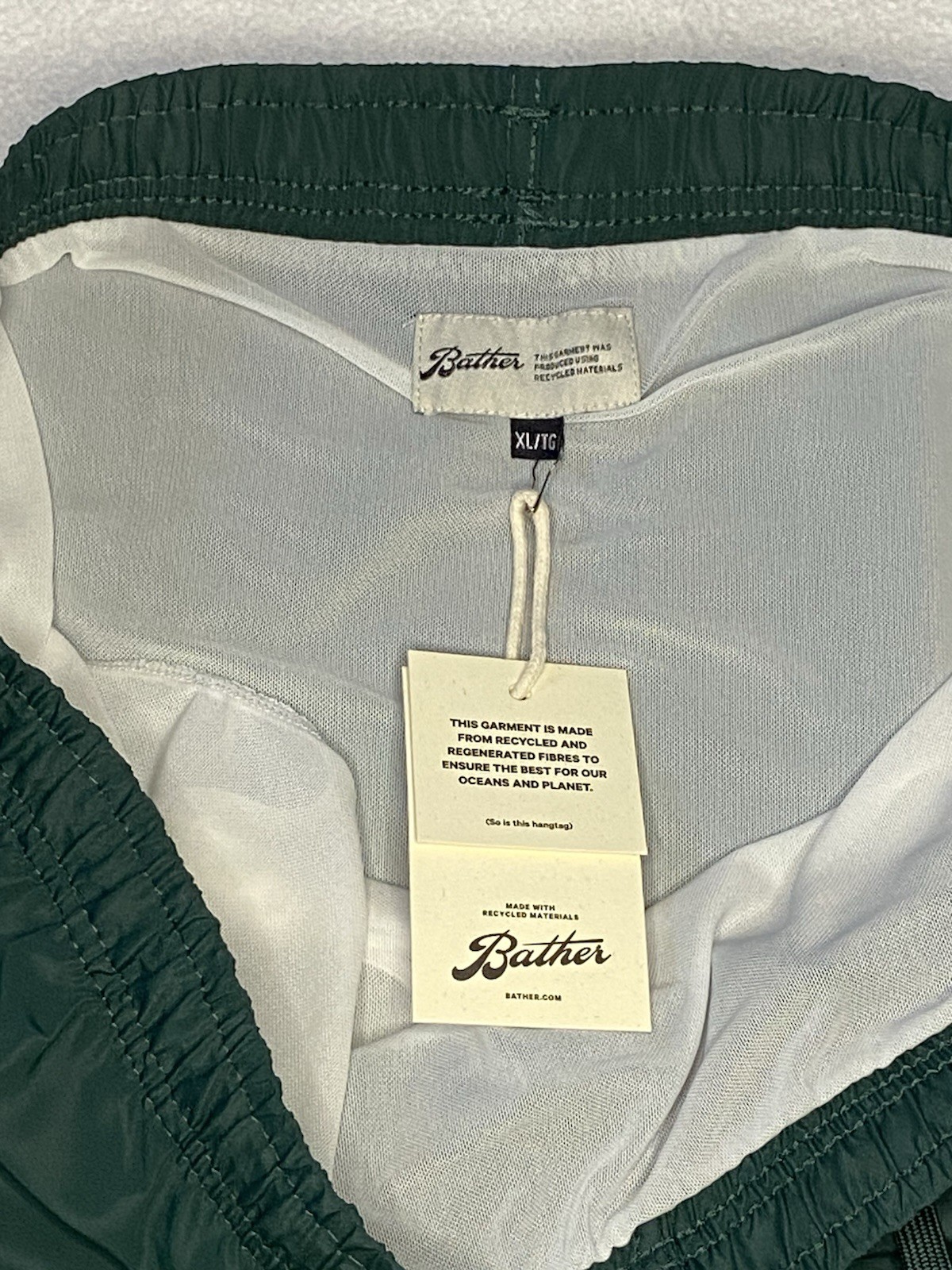 Bather Swim Trunks Mens XL Green Lined Swim Shorts 5″ Inseam Retro Beach