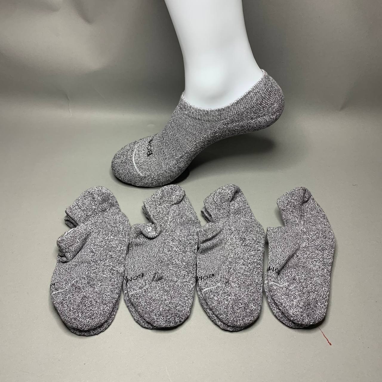 Bombas Men’s No Show Socks 4 Pair Pack Light Heather Gray Size L Large New