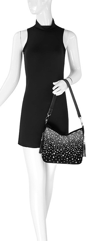 Glamorous Rhinestone Hobo Crossbody Sling Bag Women Sparkly Ombre Tassel Purse