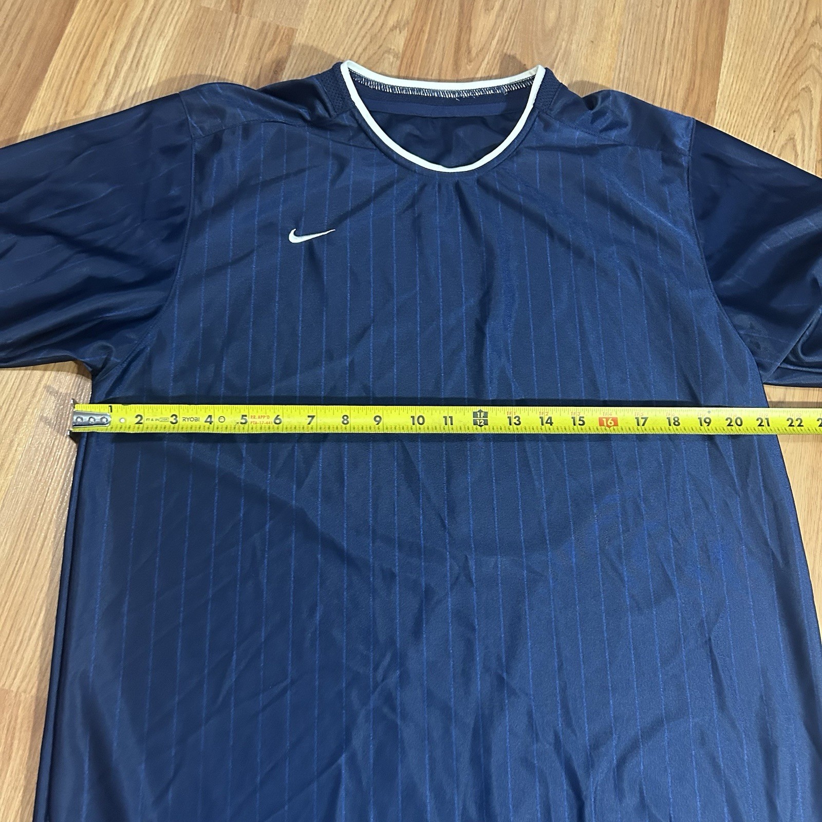 Vtg Nike Jersey Medium Blue Shiny Dazzle Shimmer Stripe Team Blank