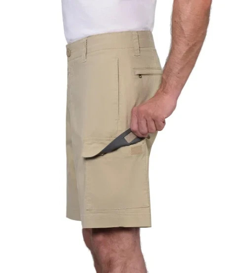 Wearfirst Men’s Classic Fit Stretch Fabric Lightweight Cargo Shorts, Tan, 30