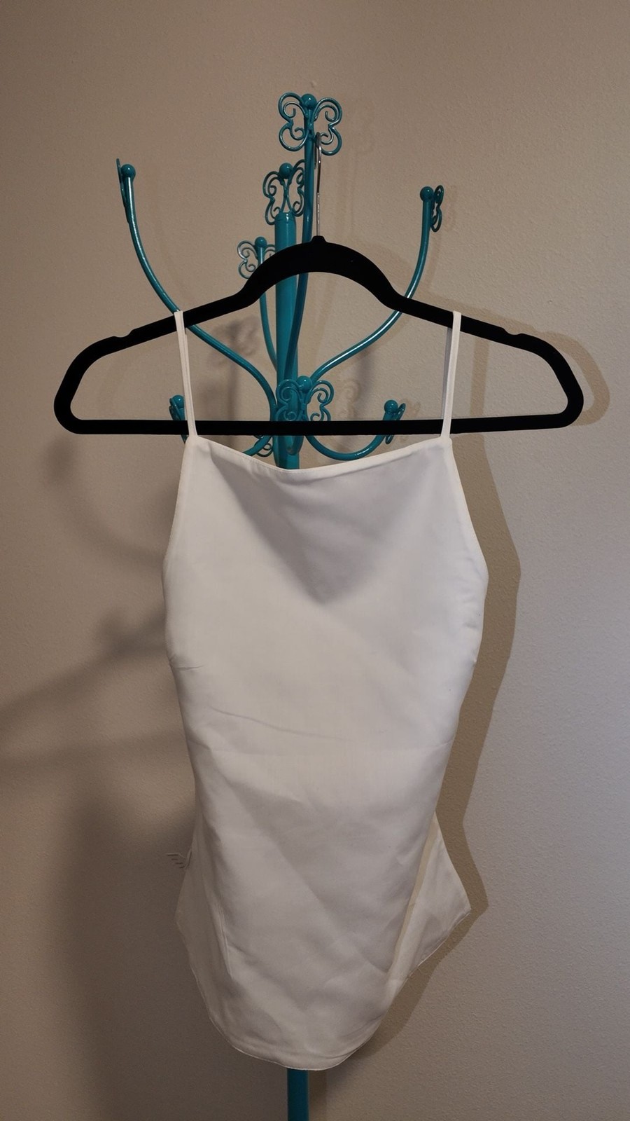 Chic White Low Back Strappy Cami Top – Size S