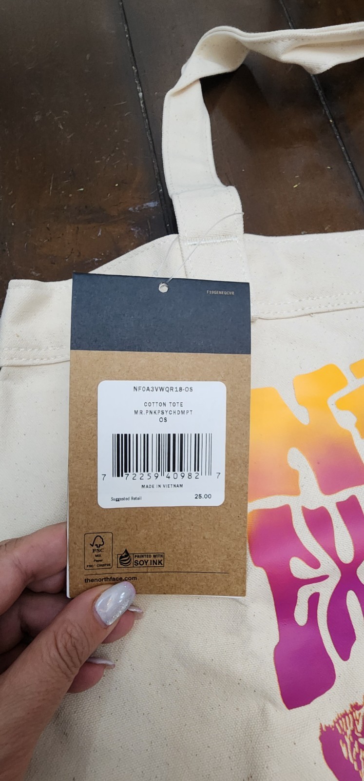 The North Face Cotton Tote Bag- Never Stop Exploring Natural Cotton Shopper
