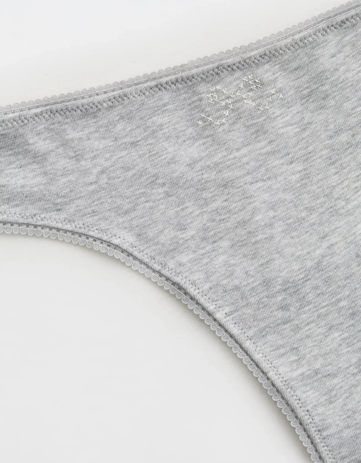 XS American Eagle AERIE Superchill Cotton Ruched Picot Thong Panties Underwear