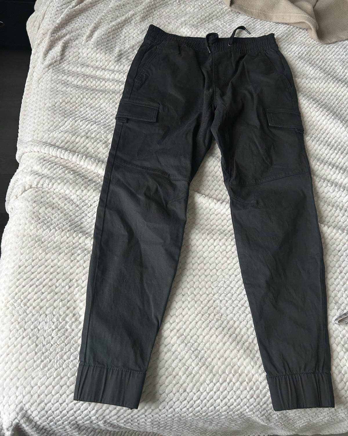 Hollister Black Cotton Jogger Pants XS Drawstring Elastic Waist Cargo Pockets