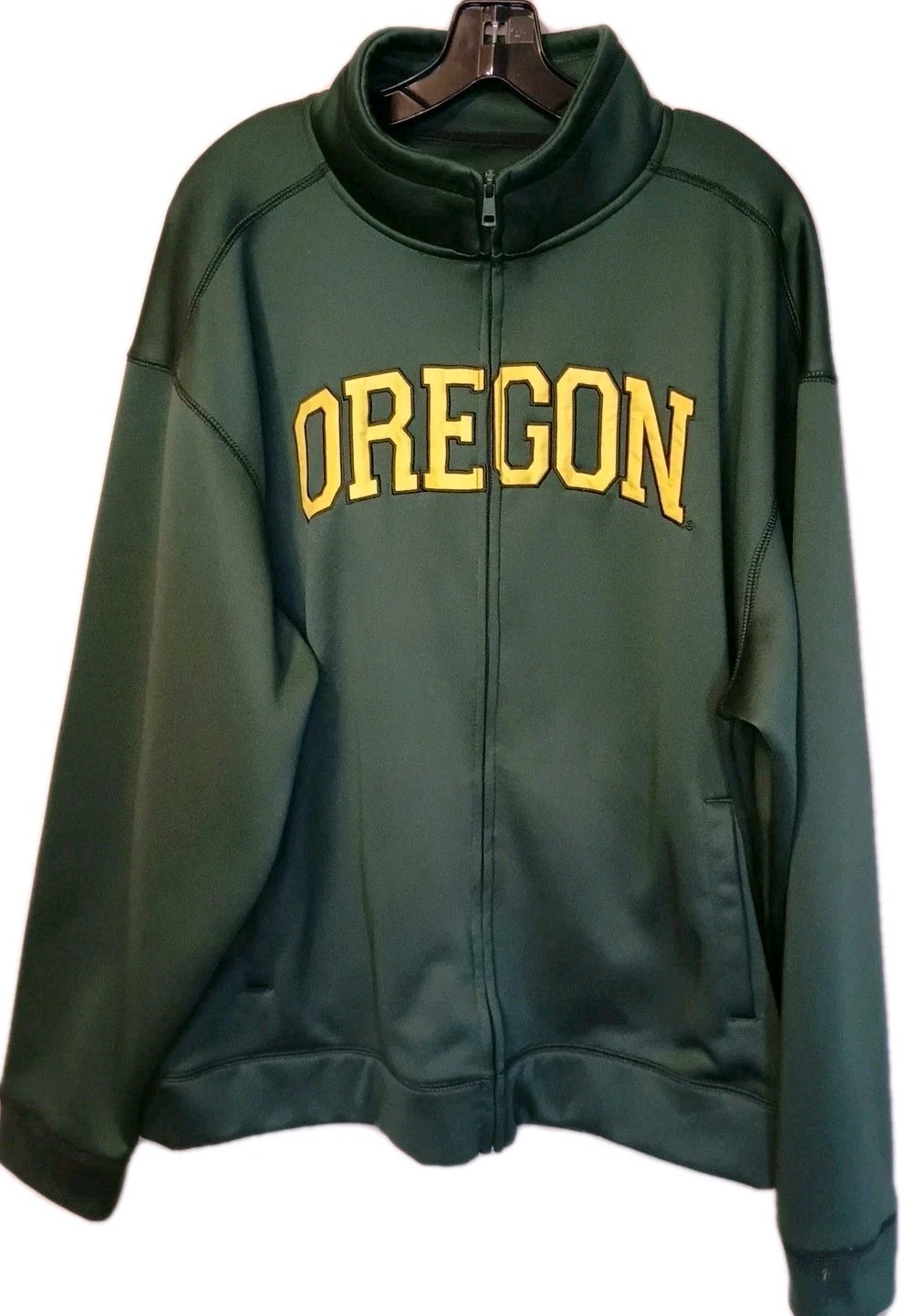 C/D University Of Oregon Ducks Green Track Fleece Jacket Mens Size XL Full Zip