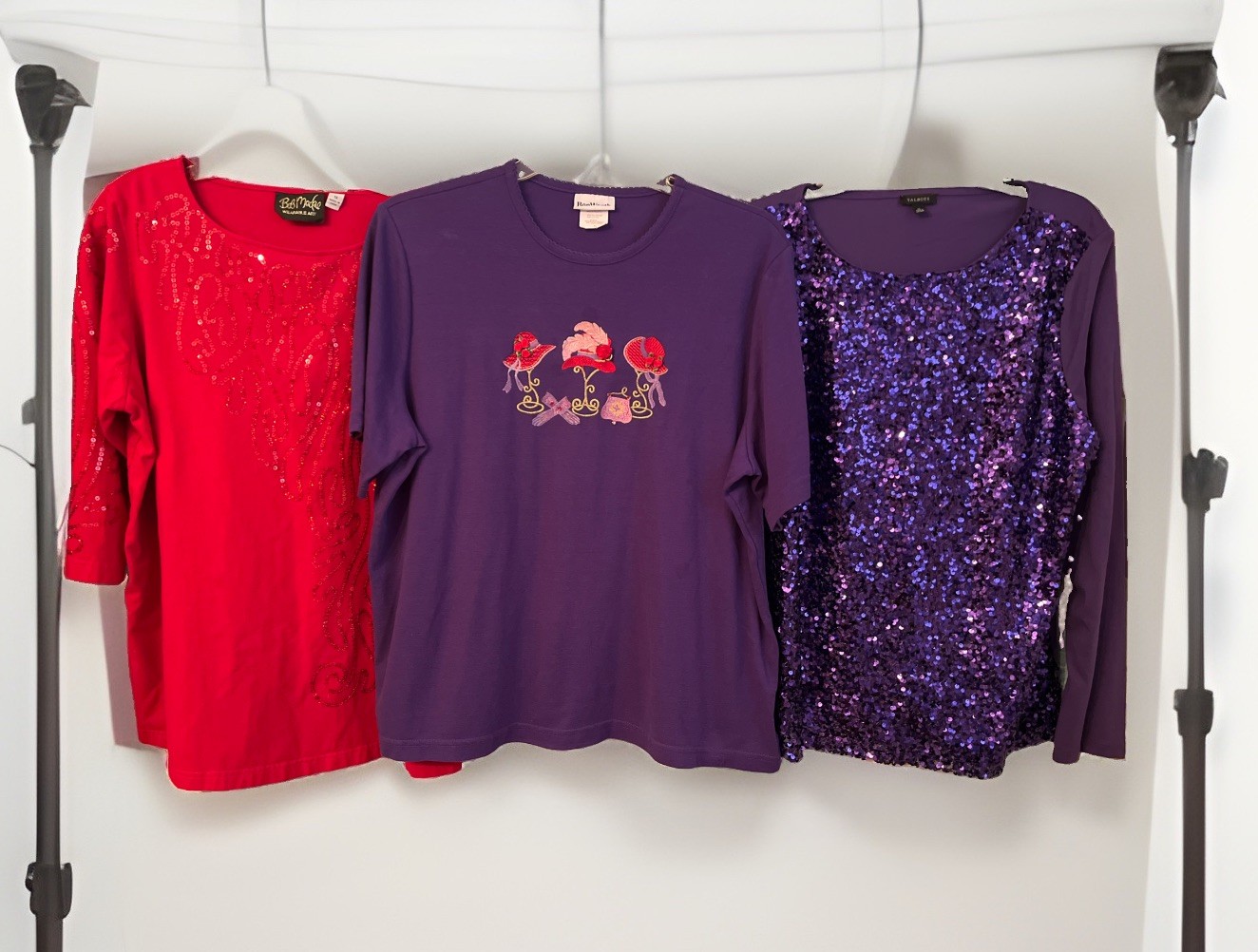 Red Hat Society Size XL-1X Dressy & Casual Tops W/ Embroidery & Bling EUC