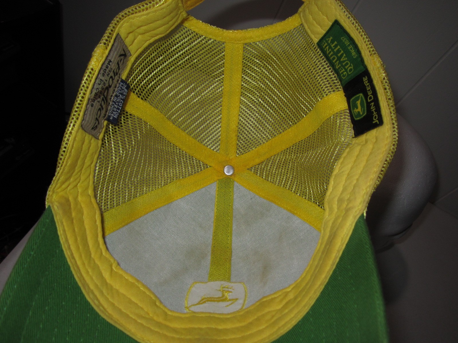 Vintage 90’s John Deere Trucker Hat Cap Snapback Adult Yellow Green k-Products!