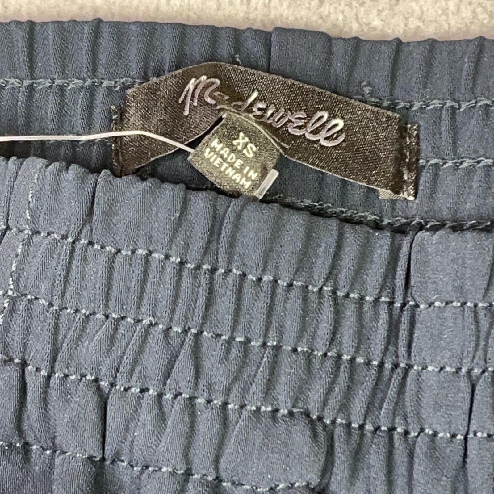 Madewell Pull On Bootcut Track Pants Womens XS Navy Side Stripe Zip Hem FLAW NEW