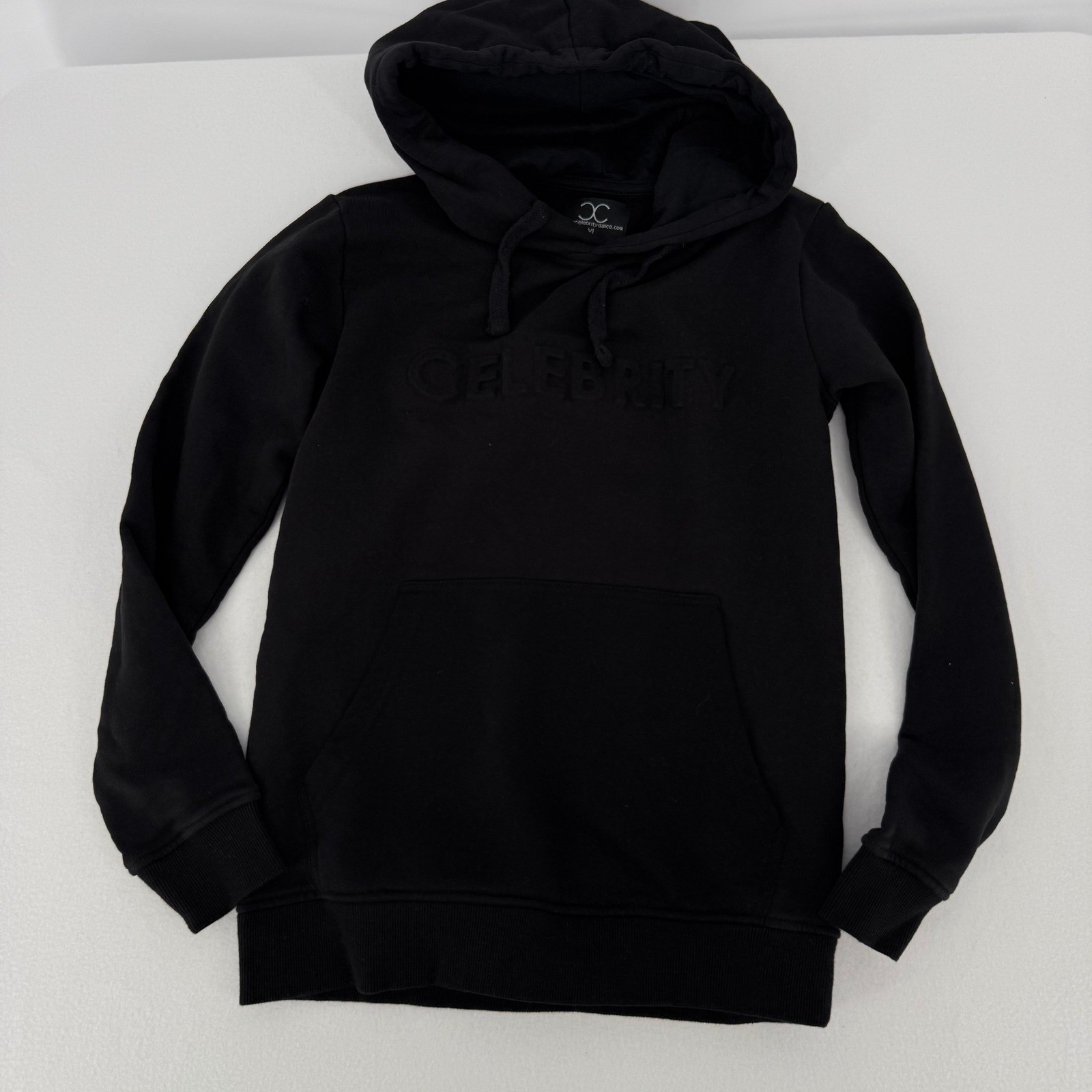 Celebrity Dance Hoodie Kids Youth Large Black Embossed Logo Pullover Sweatshirt