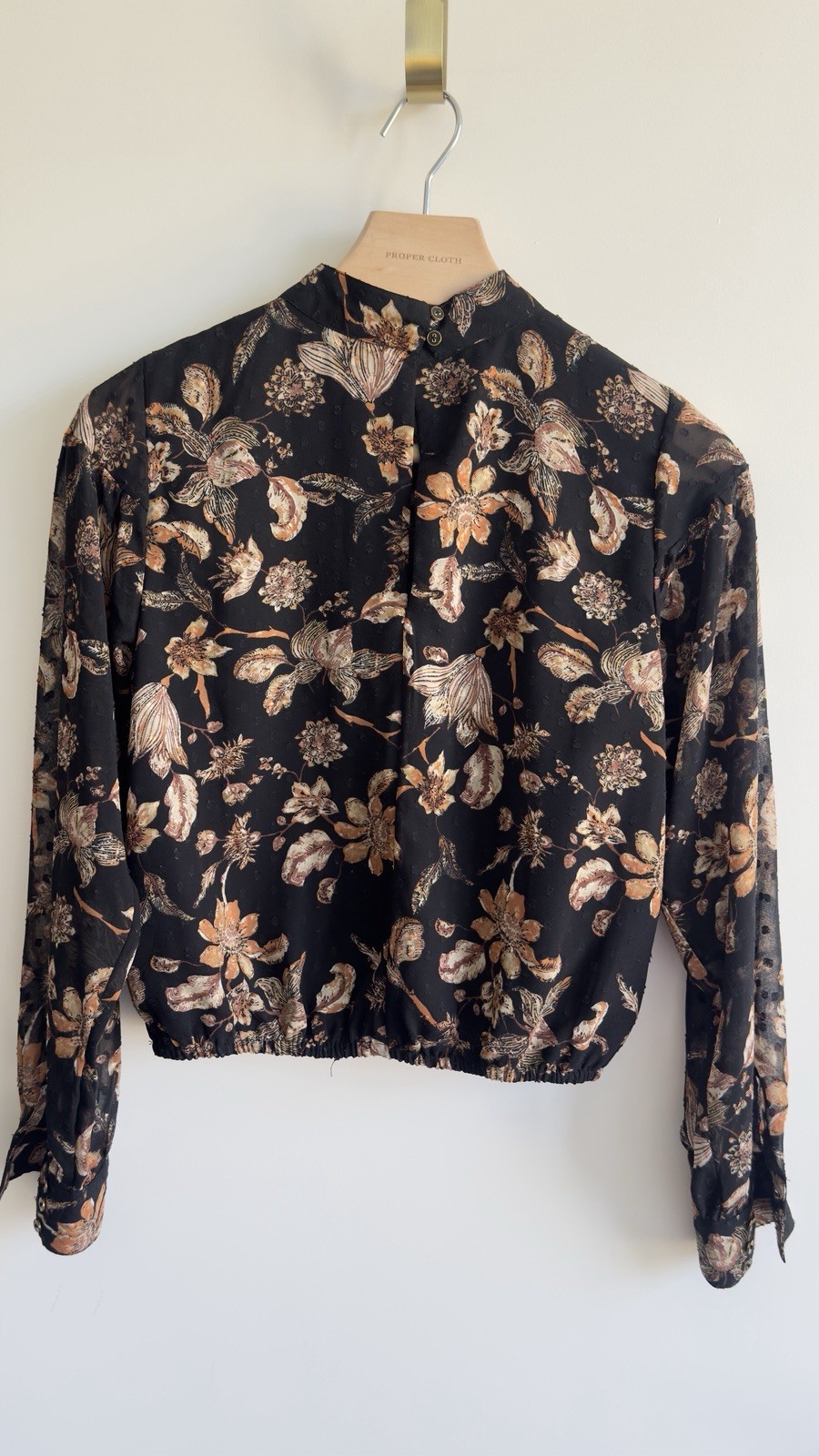 Walter Baker Sandra Top Black Dahlia Floral Swiss Dot Blouse Size L