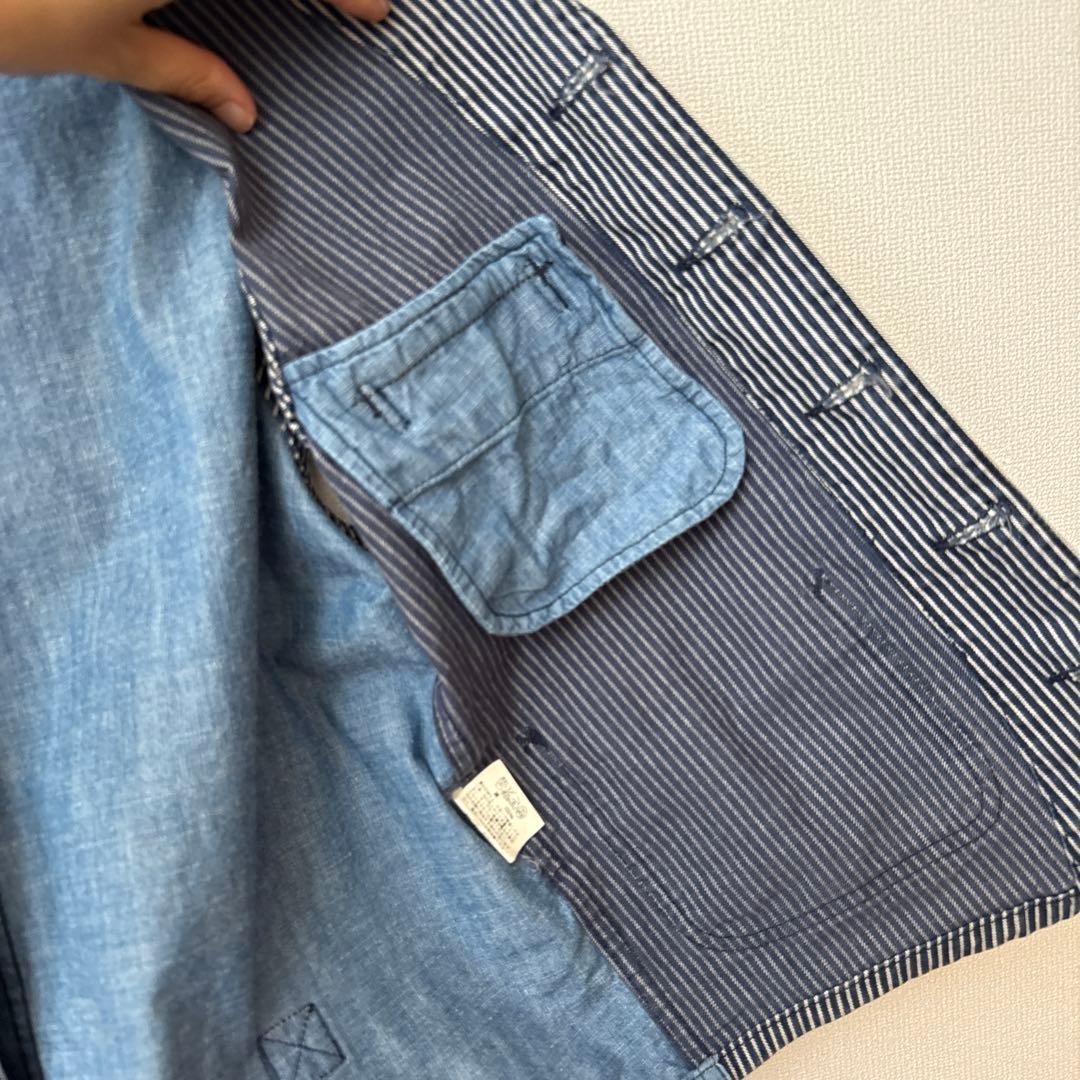 Sugar Cane Hickory Denim Work Vest Size 38 Medium Made In USA Toyo Enterprise