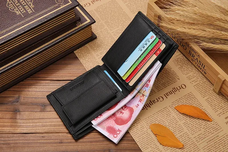 Classic Short Genuine Leather Men Wallets Fashion Coin Pocket Card Holder Men