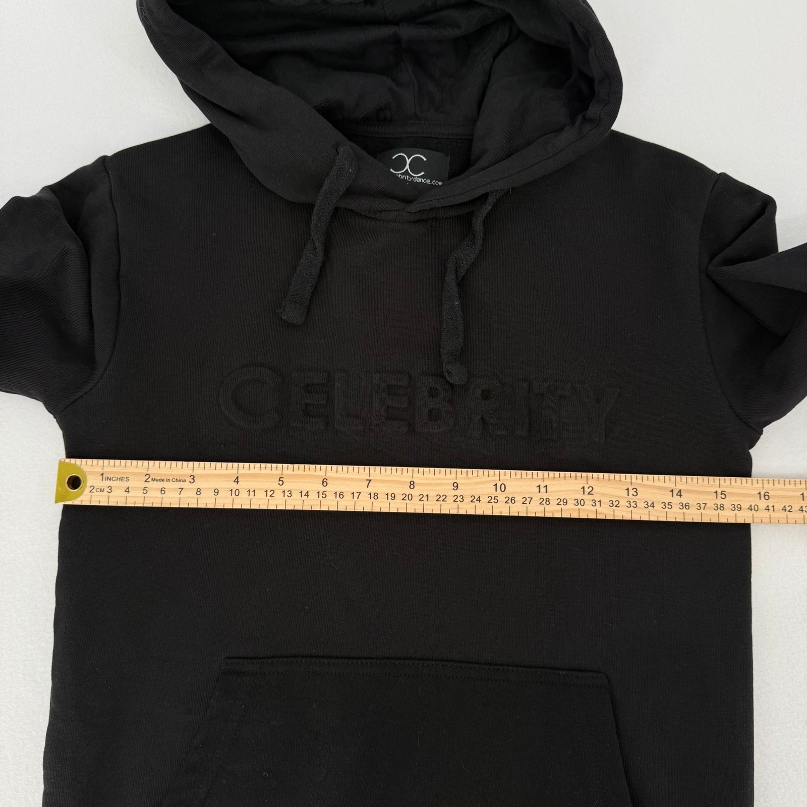 Celebrity Dance Hoodie Kids Youth Large Black Embossed Logo Pullover Sweatshirt
