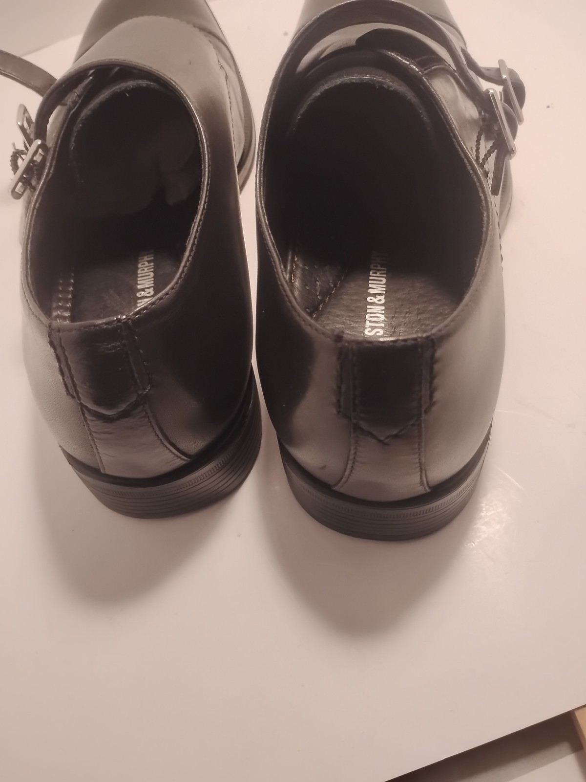 Vintage Birchett Double Monk Straps johnston murphy shoes Black Calfskin 9 1/2