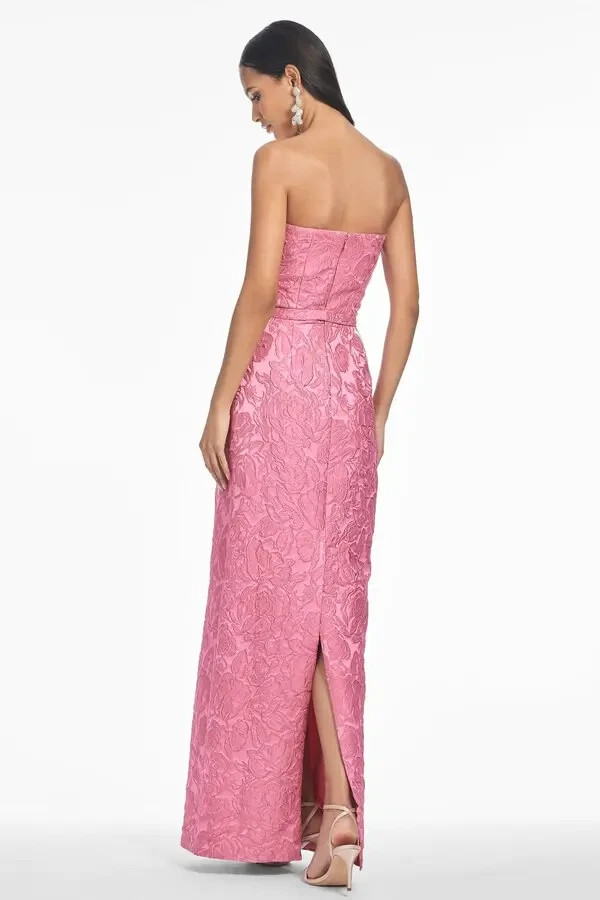 Sachin & Babi Sophia Rose Pink Floral Jacquard Strapless Gown Size 0 $895