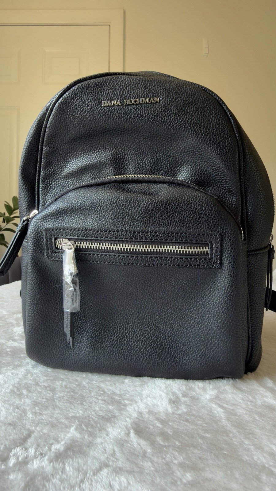 Dana Buchman Black Backpack Handbag Zip Closure Front Zip Pocket Silver Hardware