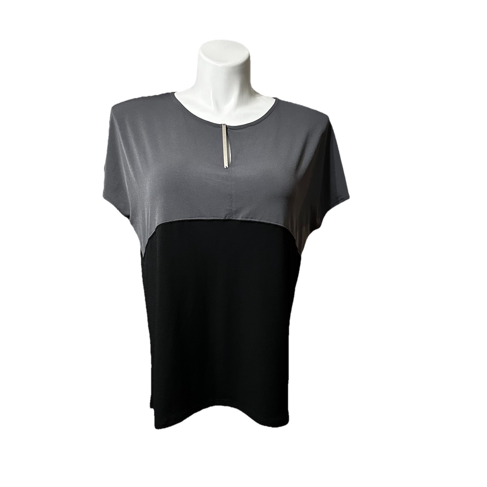 Worthington Women’s XL Shirt Gray & Black Sleeveless Trendy Stylish Top