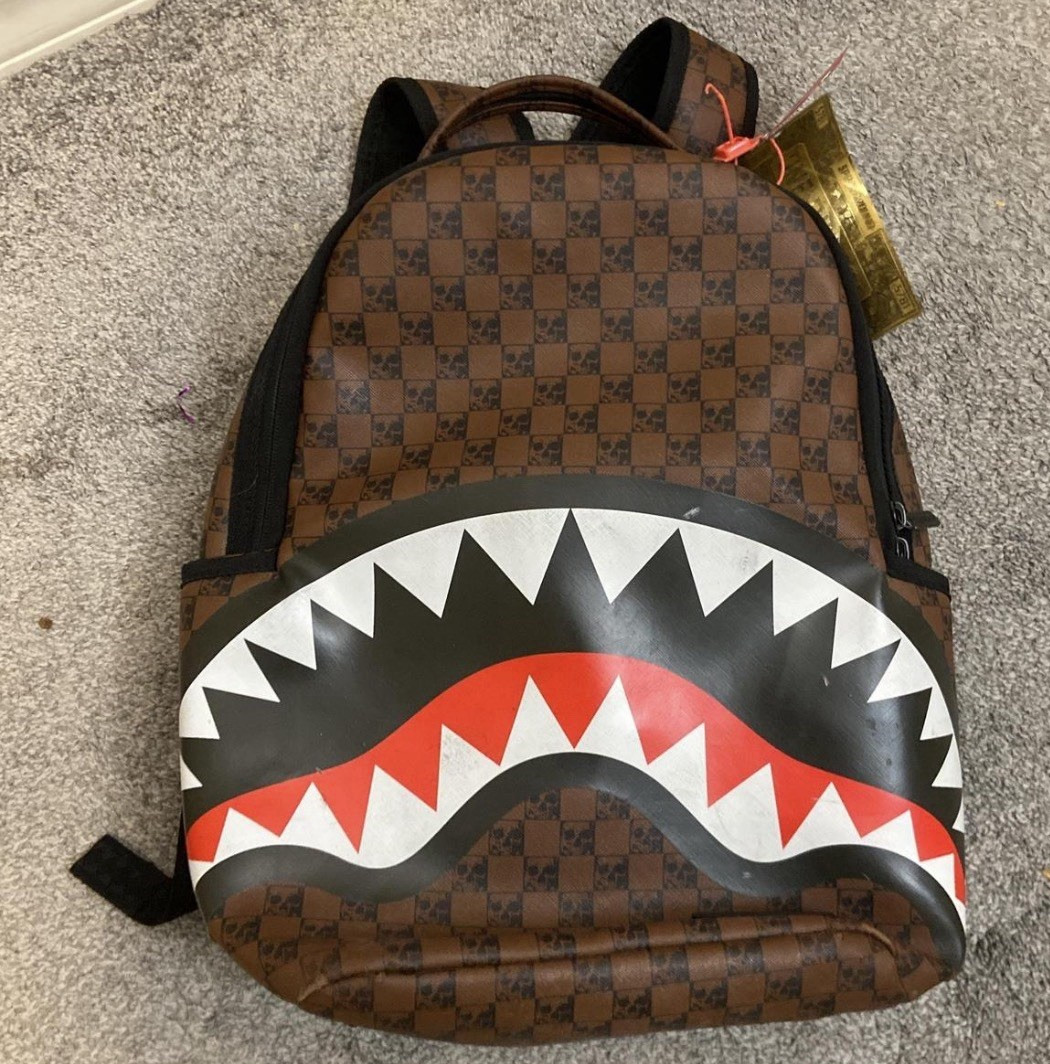 Sprayground Checkered Shark Mouth Backpack Large Laptop Sleeve