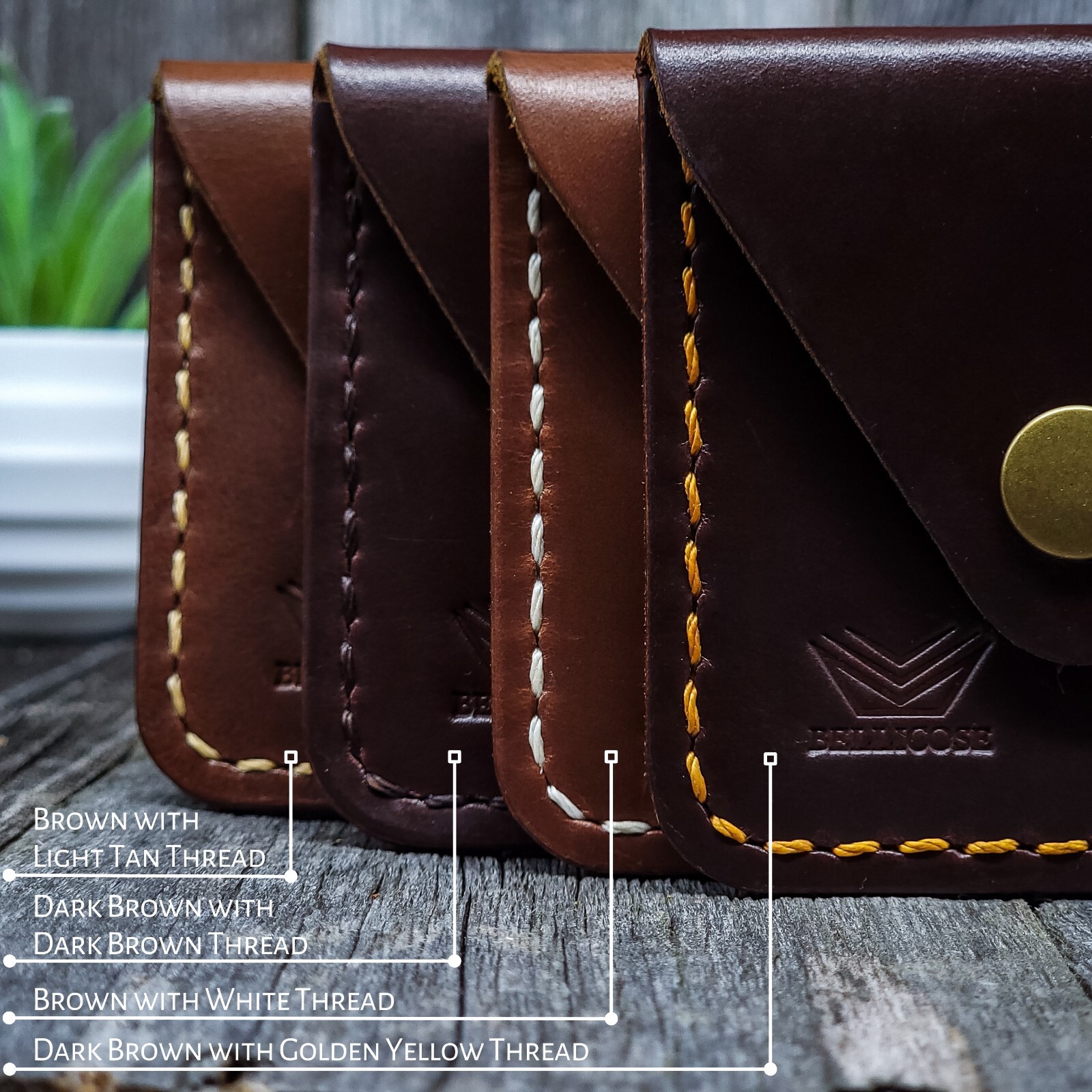 Compact Cards Holder Wallet Front Pocket Snap Leather Wallet Case Gift Engraving