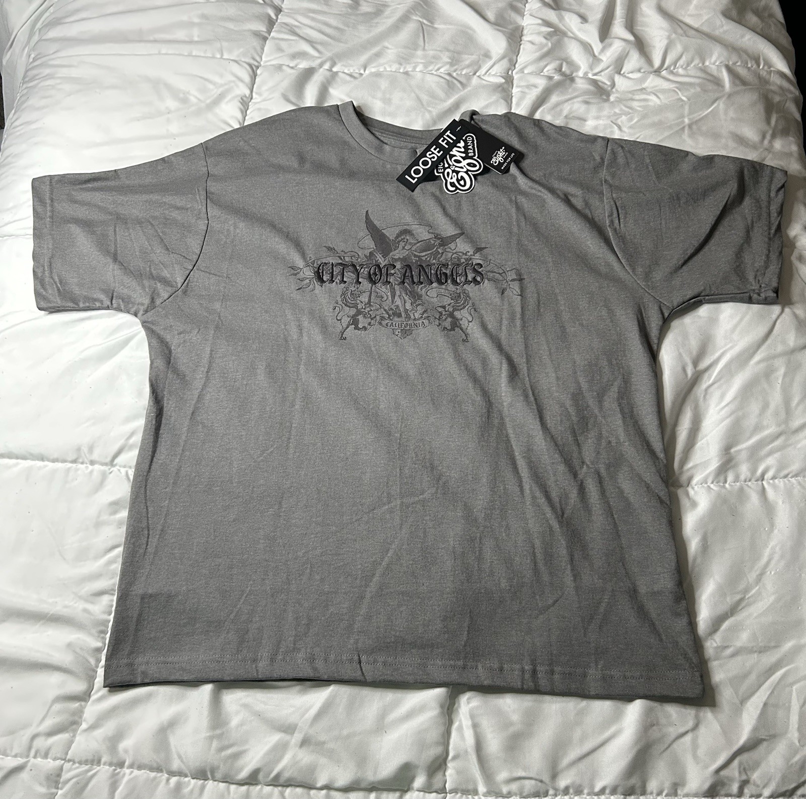 Eight Brand Men’s Gray City of Angels California Graphic Crew Neck Tee L