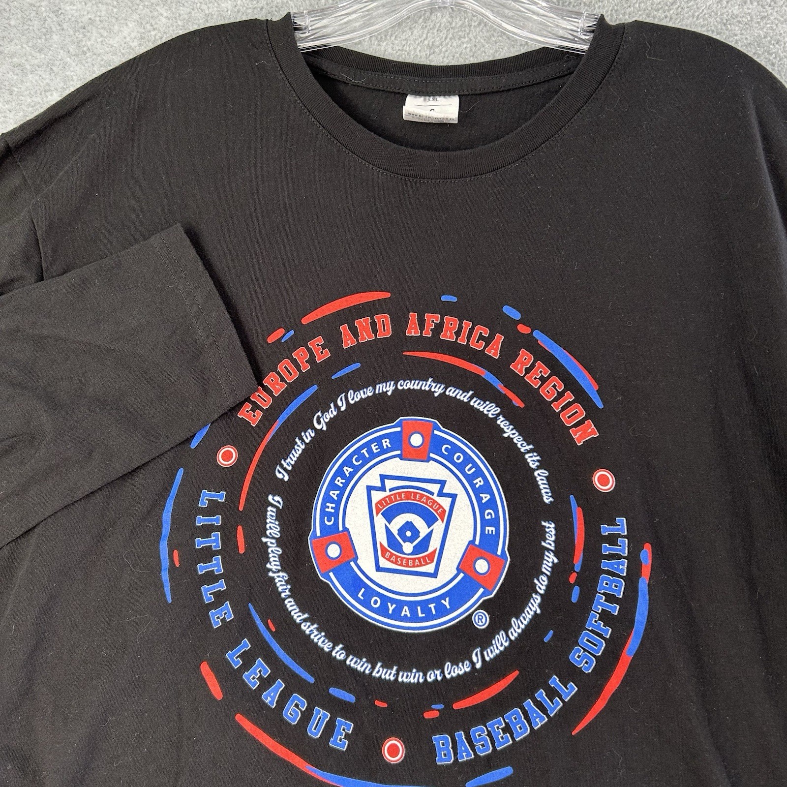 B&C Collection LITTLE LEAGUE Europe Africa Region Long Sleeve T-shirt 2XL Black