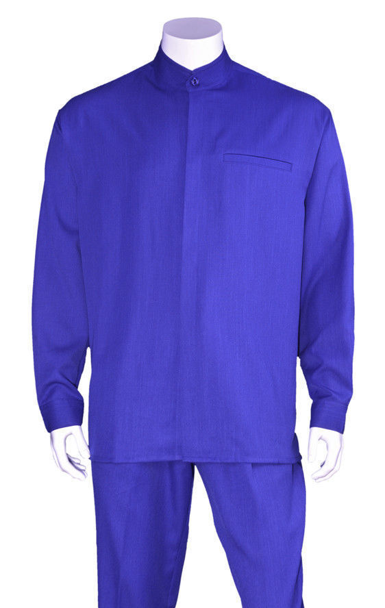 Men’s Luxurious Mandarin Collar (banded collar) Walking Suit 2-Piece Set #28266