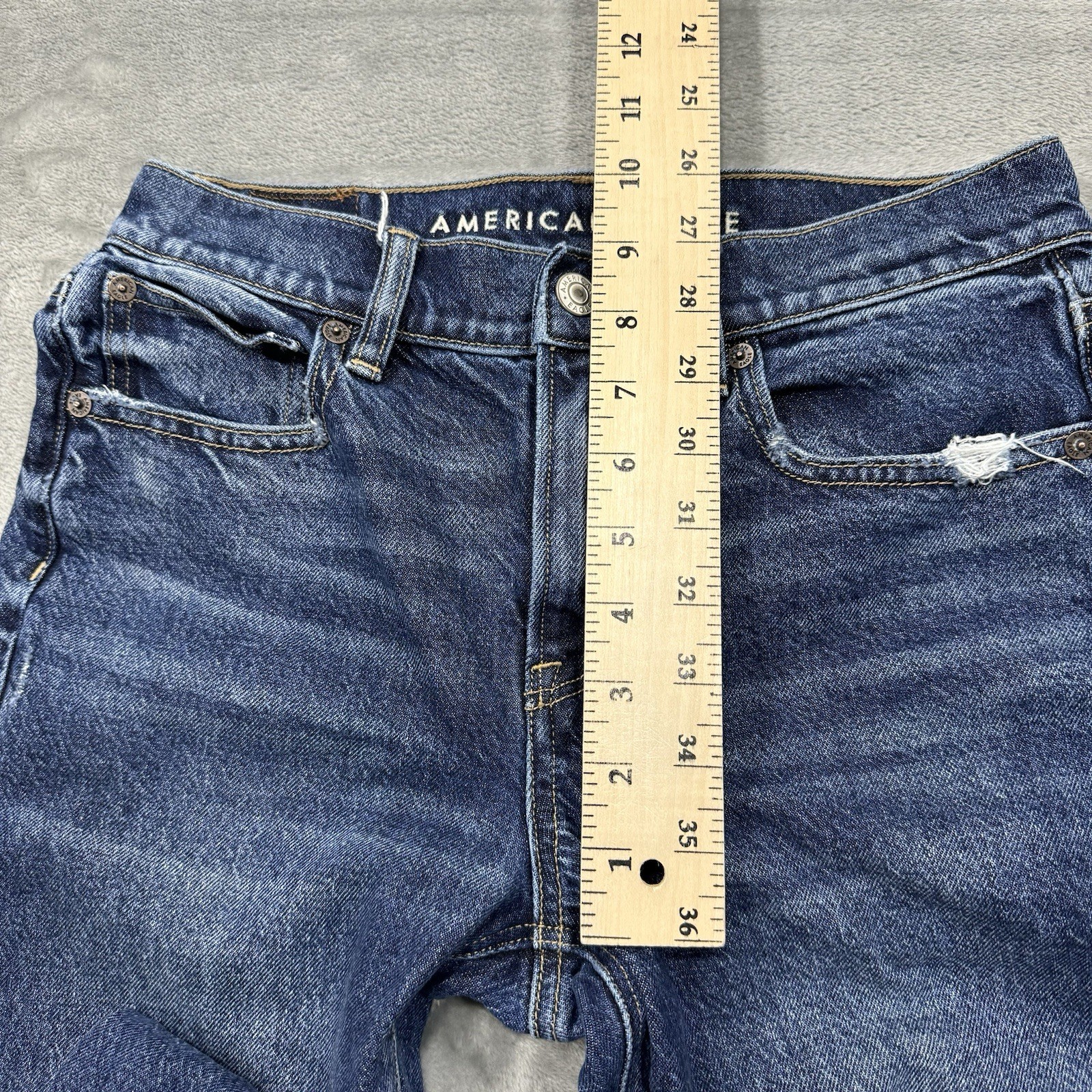 American Eagle Jeans Womens 2 Short Blue 90s Skinny Stretch Dark Wash Denim City
