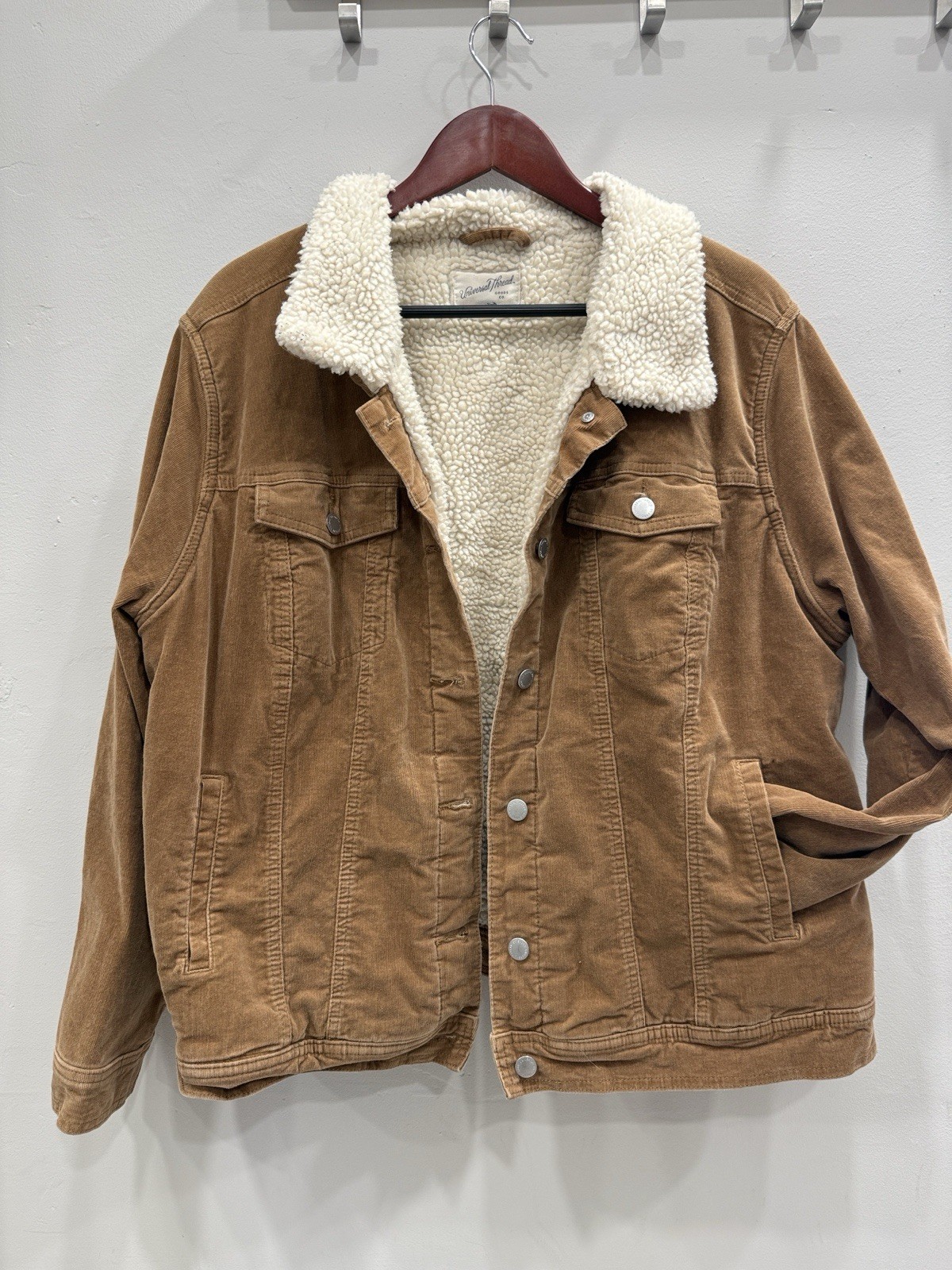 Universal Thread Women’s Brown Sherpa Lined Button Jacket M Collared Pockets