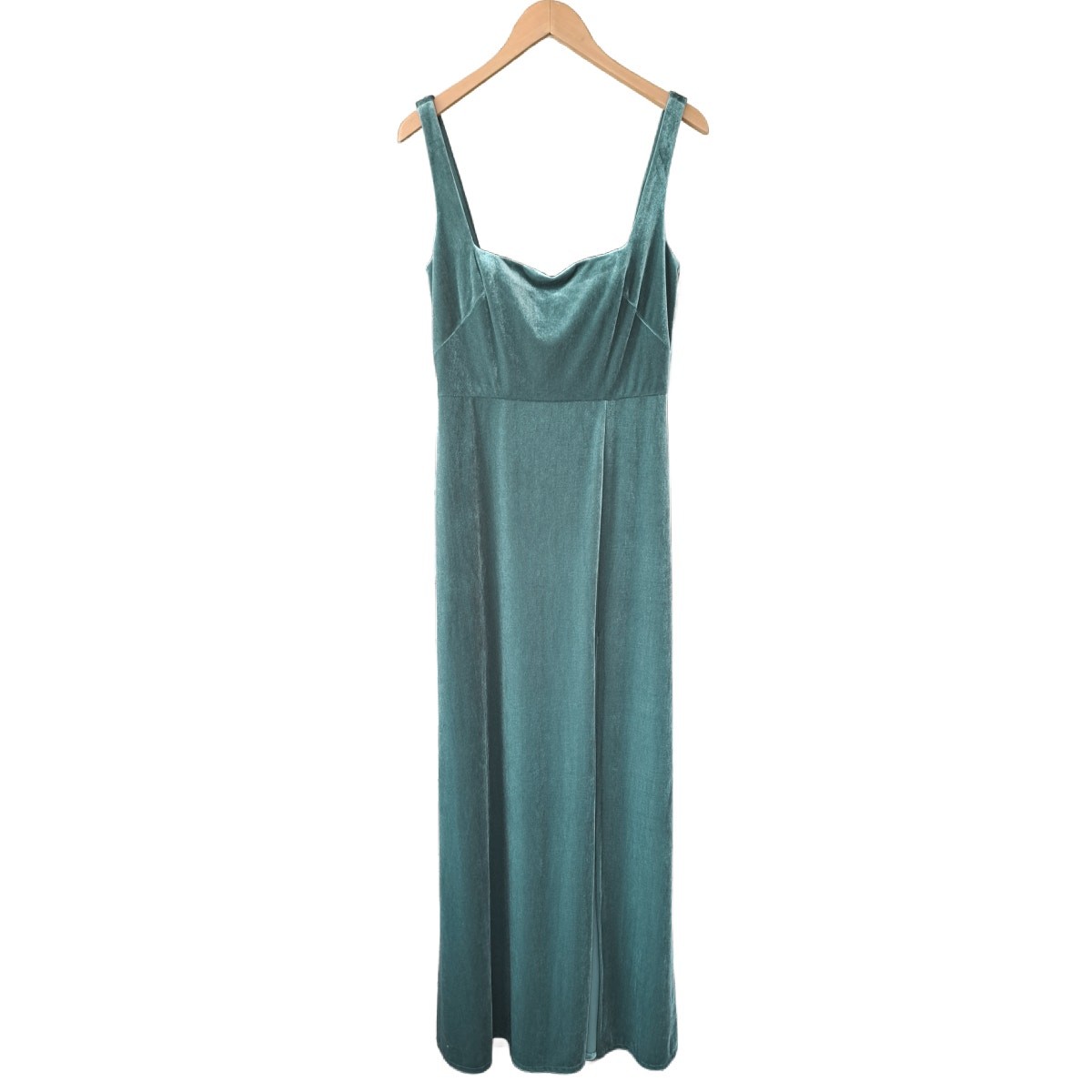 NEW JENNY YOO Mara Dress Dark Eucalyptus Stretch Velvet Bridesmaid Gown Size 10