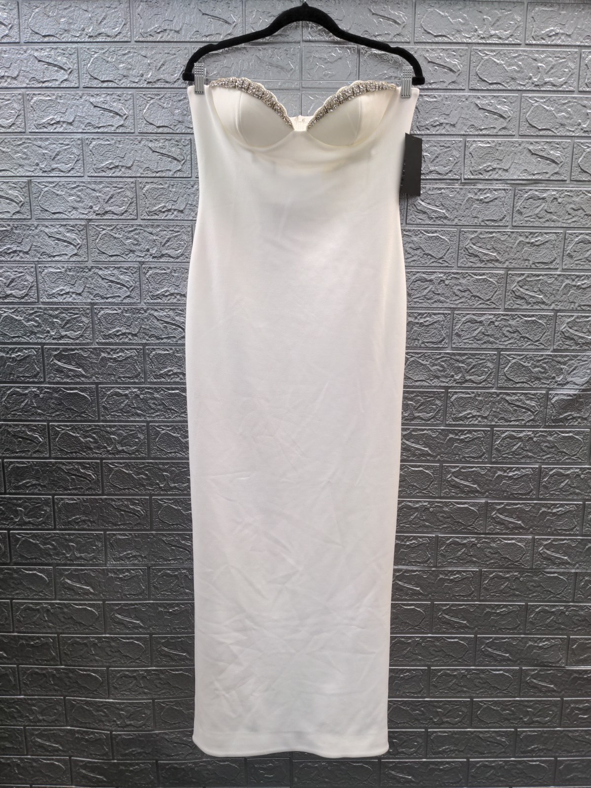 New Retrofete Jessalyn Strapless Dress White/Silver Sz M